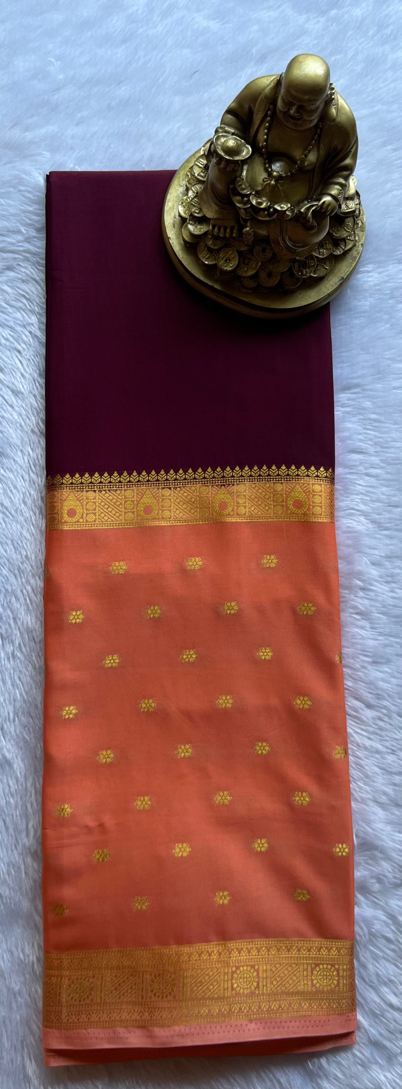 Semi Mysore Silk Mango 2 D Butta Border