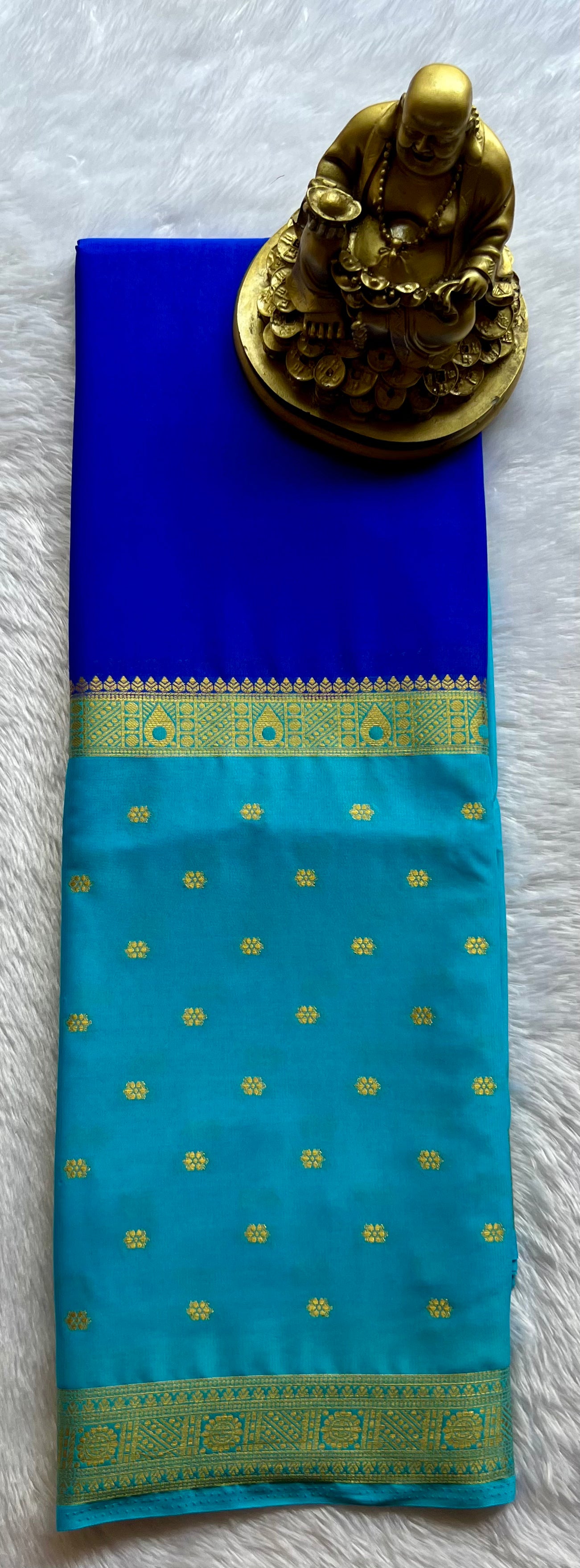 Semi Mysore Silk Mango 2 D Butta Border
