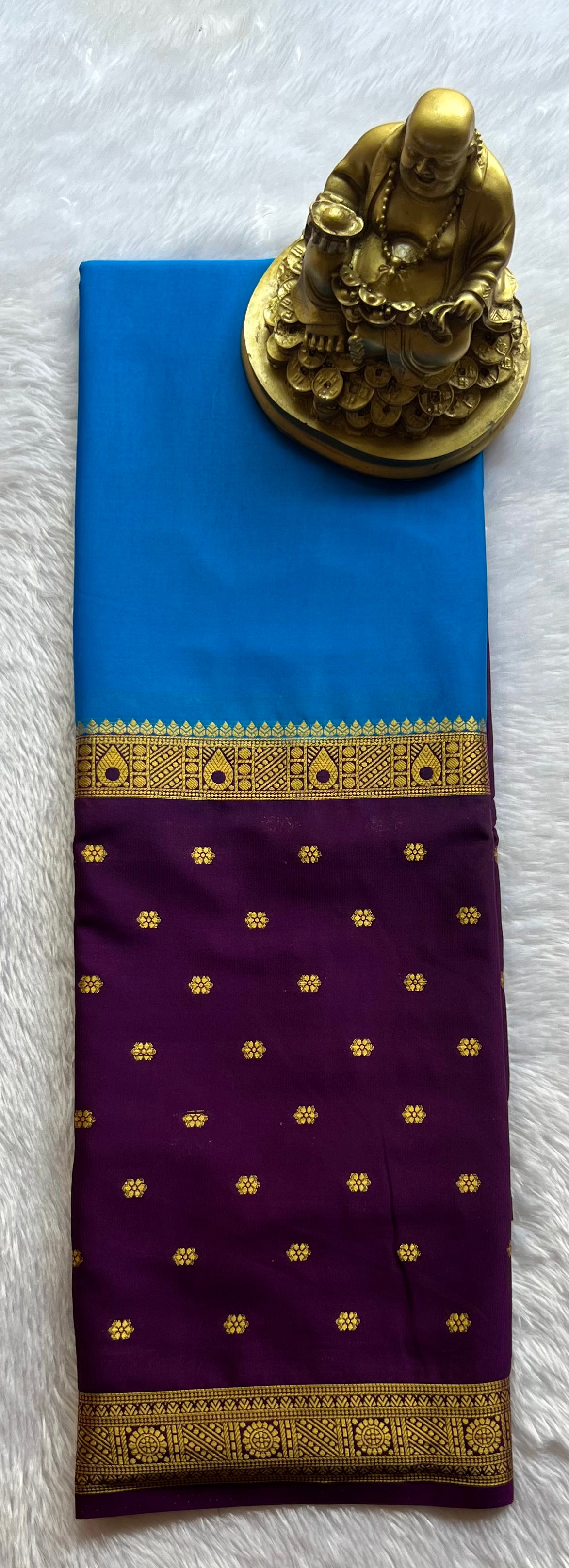 Semi Mysore Silk Mango 2 D Butta Border