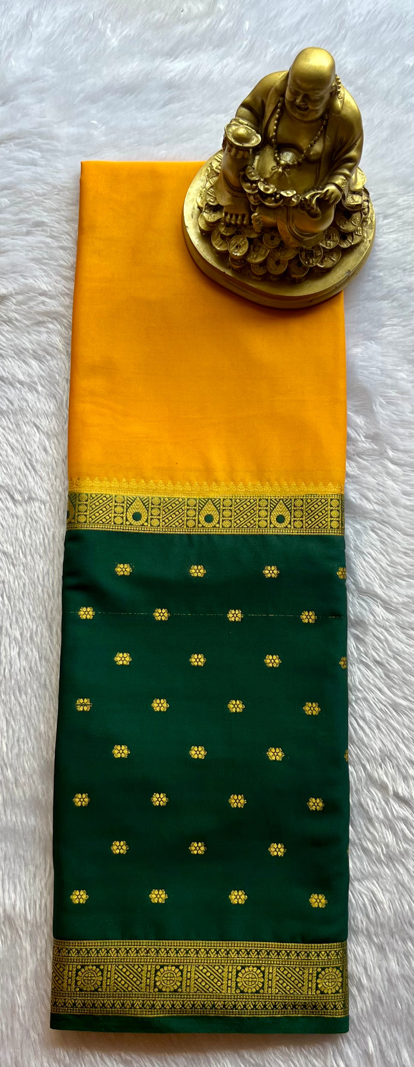 Semi Mysore Silk Mango 2 D Butta Border
