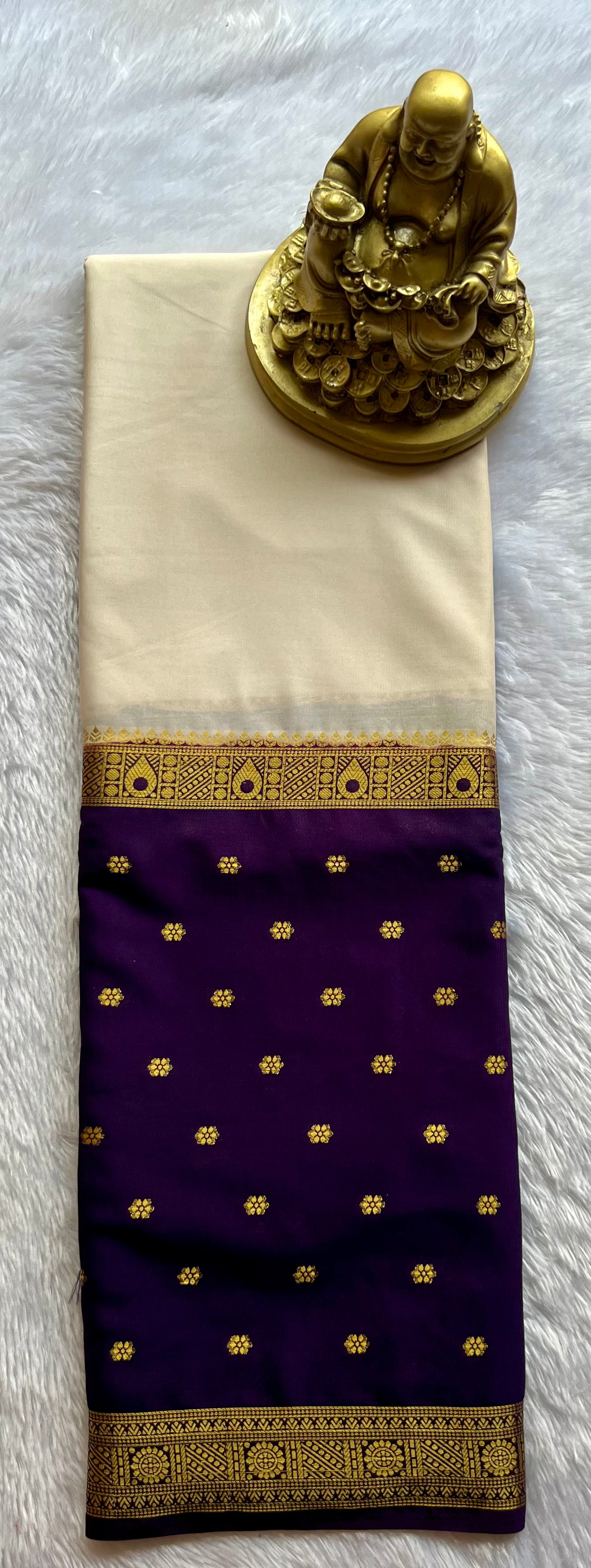 Semi Mysore Silk Mango 2 D Butta Border