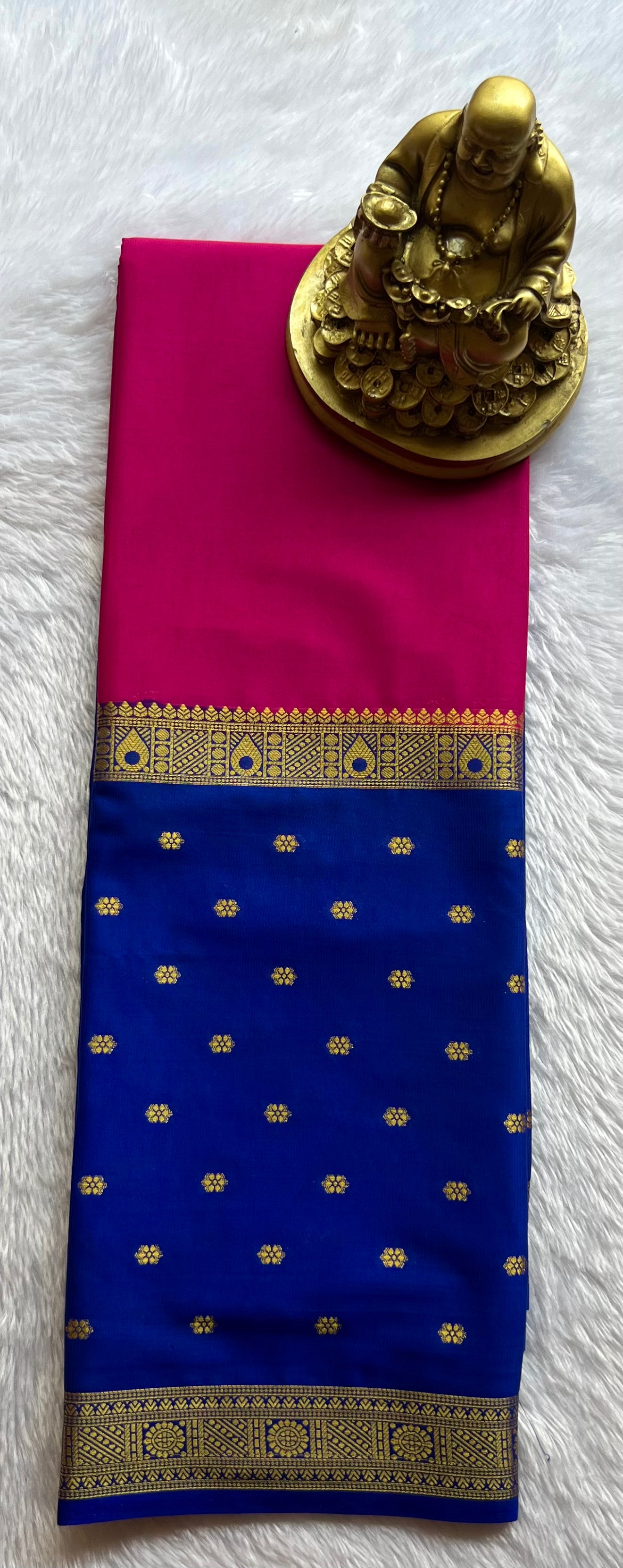 Semi Mysore Silk Mango 2 D Butta Border