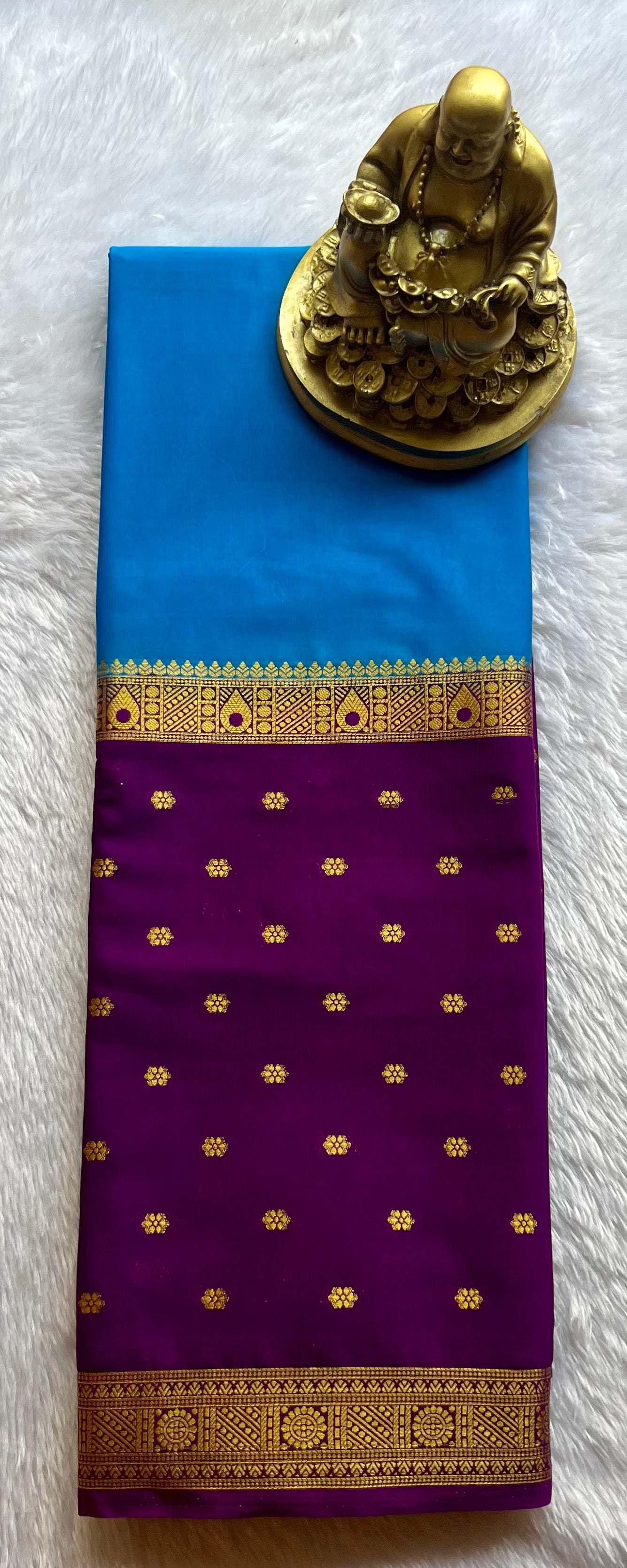 Semi Mysore Silk Mango 2 D Butta Border