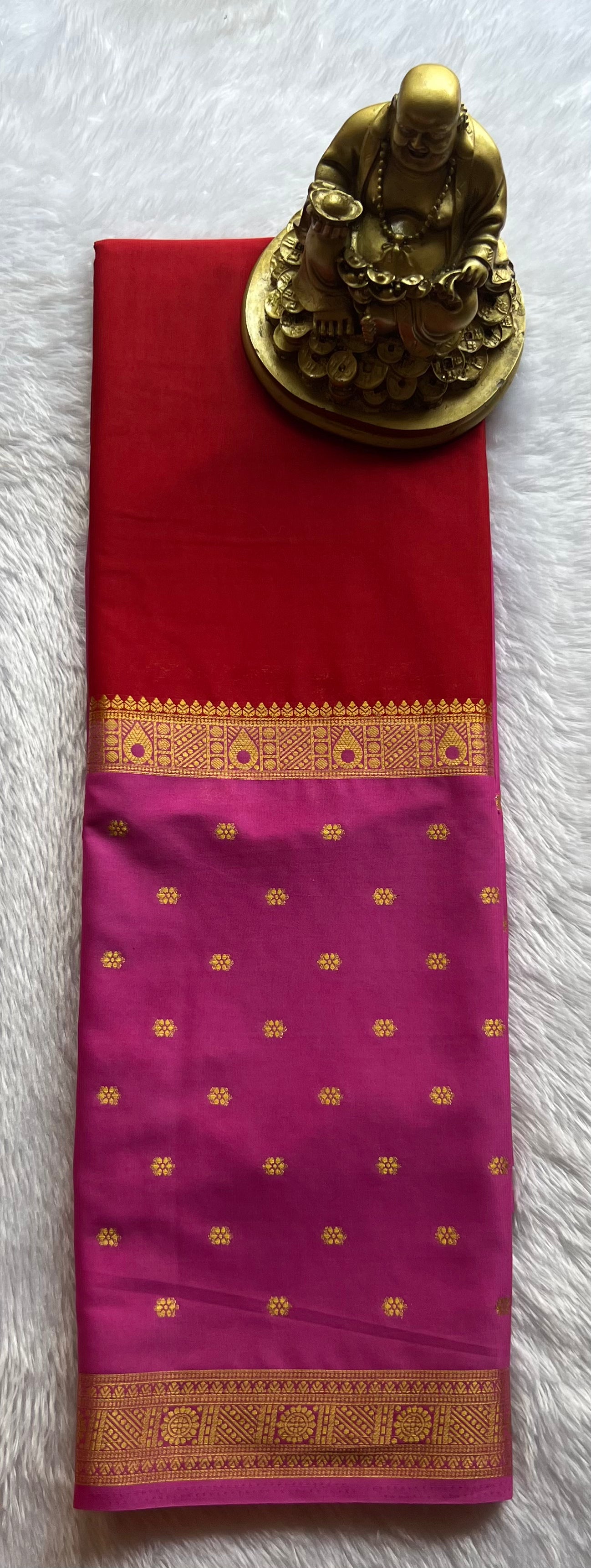 Semi Mysore Silk Mango 2 D Butta Border