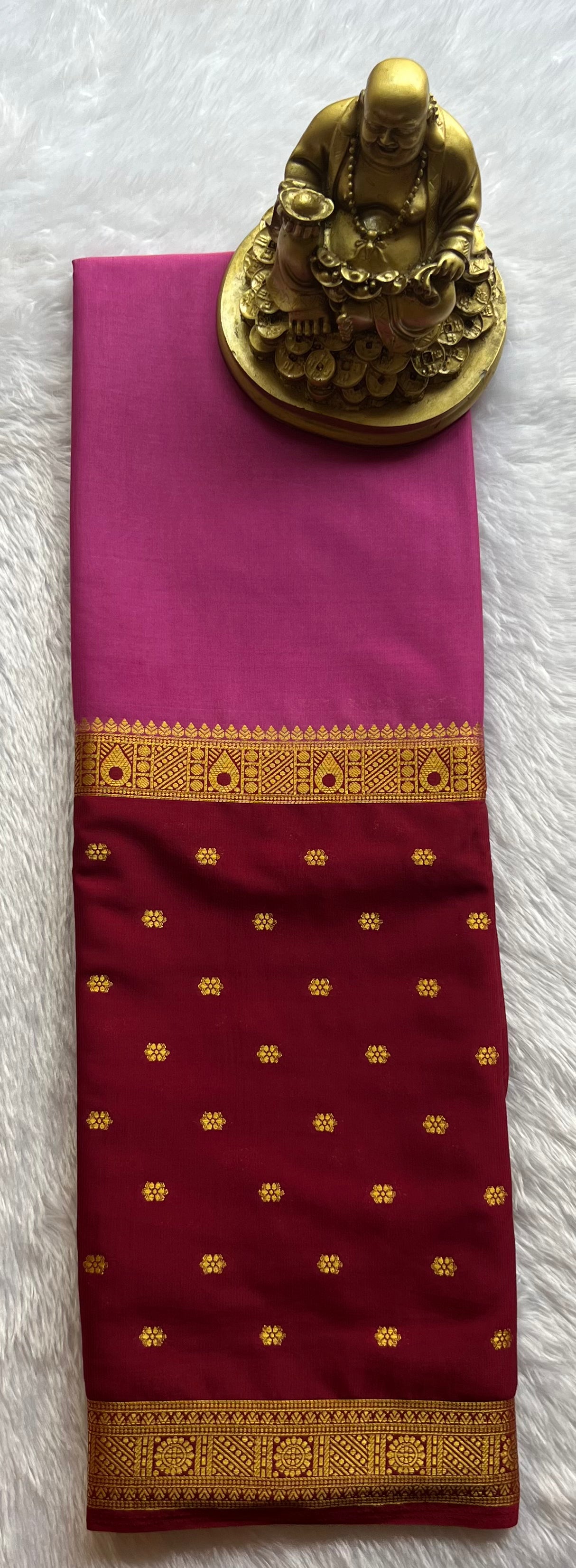 Semi Mysore Silk Mango 2 D Butta Border