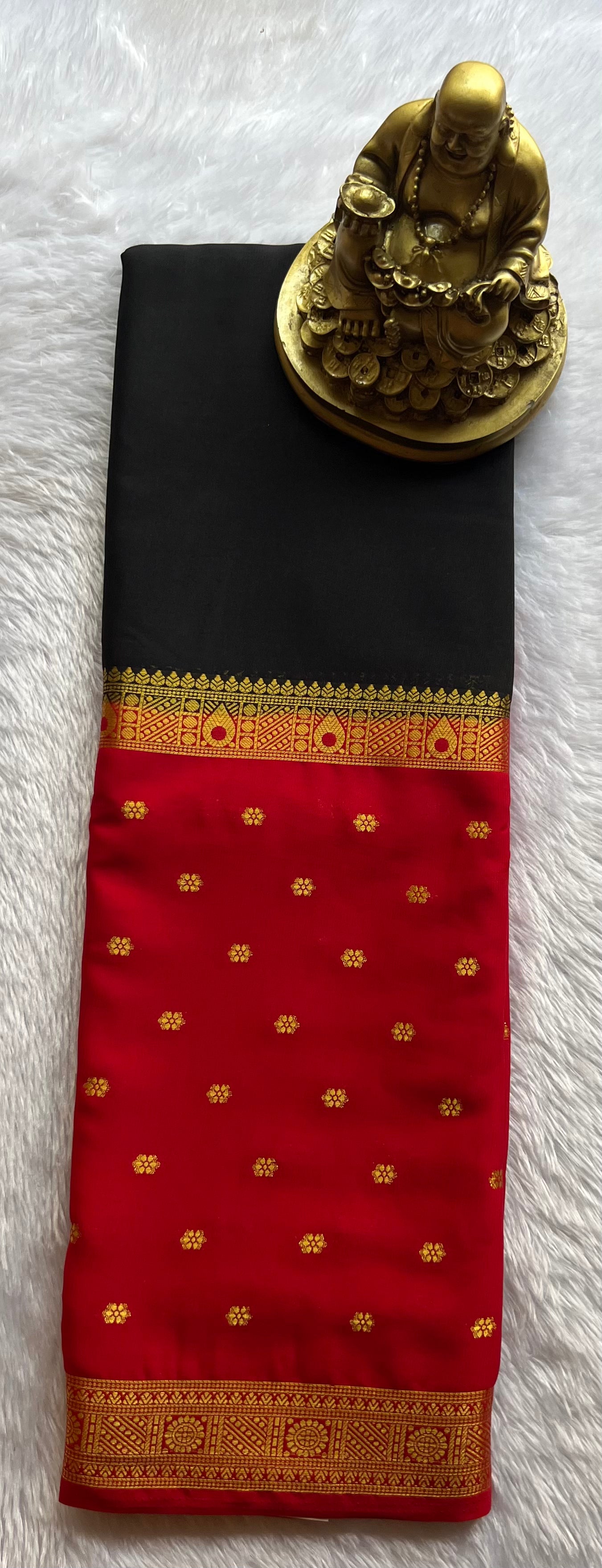 Semi Mysore Silk Mango 2 D Butta Border