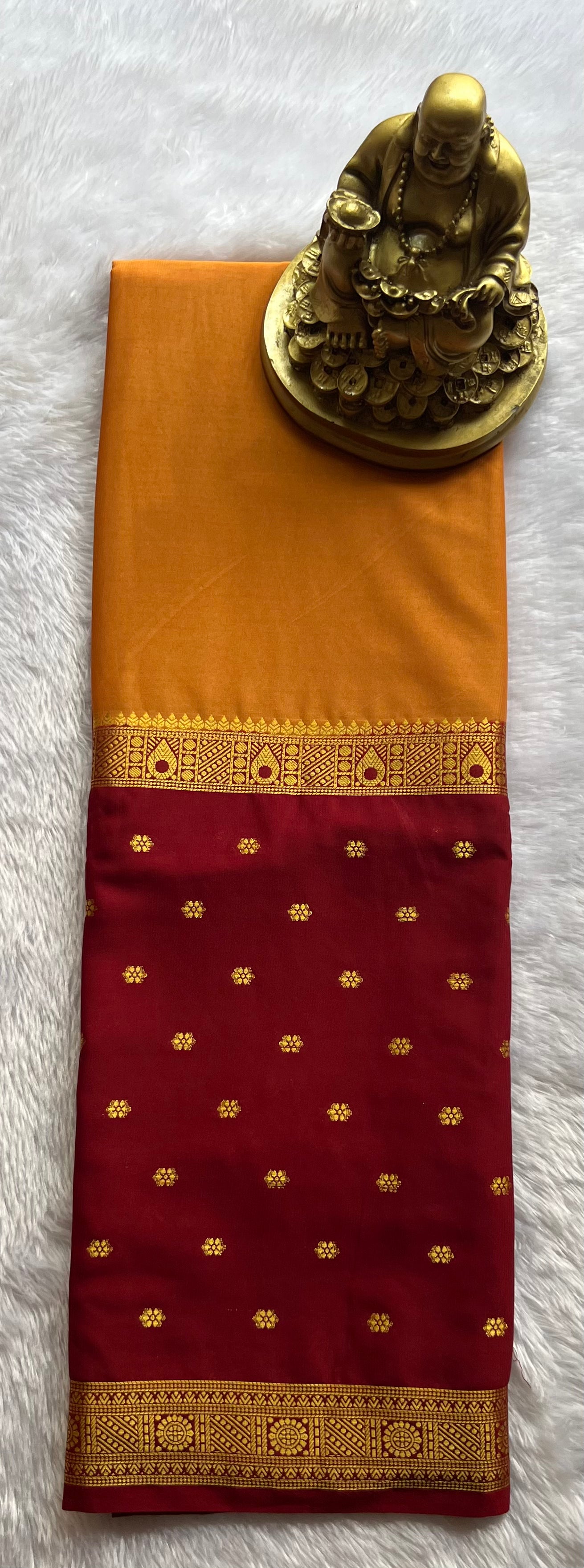 Semi Mysore Silk Mango 2 D Butta Border