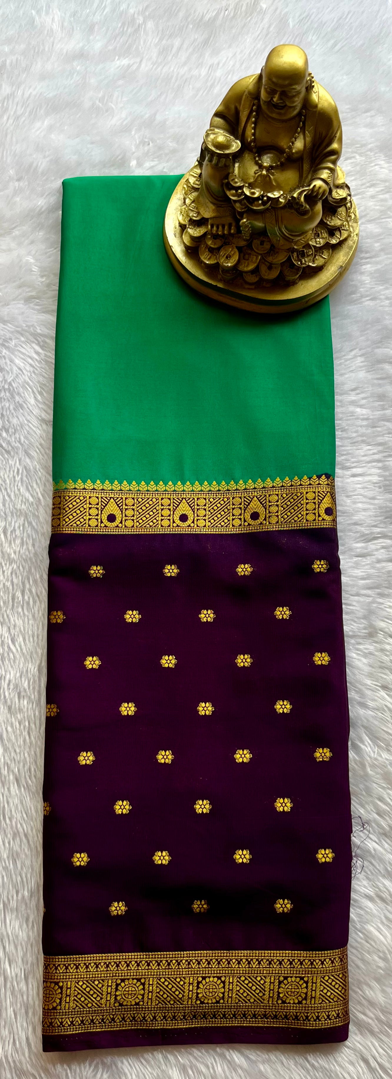 Semi Mysore Silk Mango 2 D Butta Border