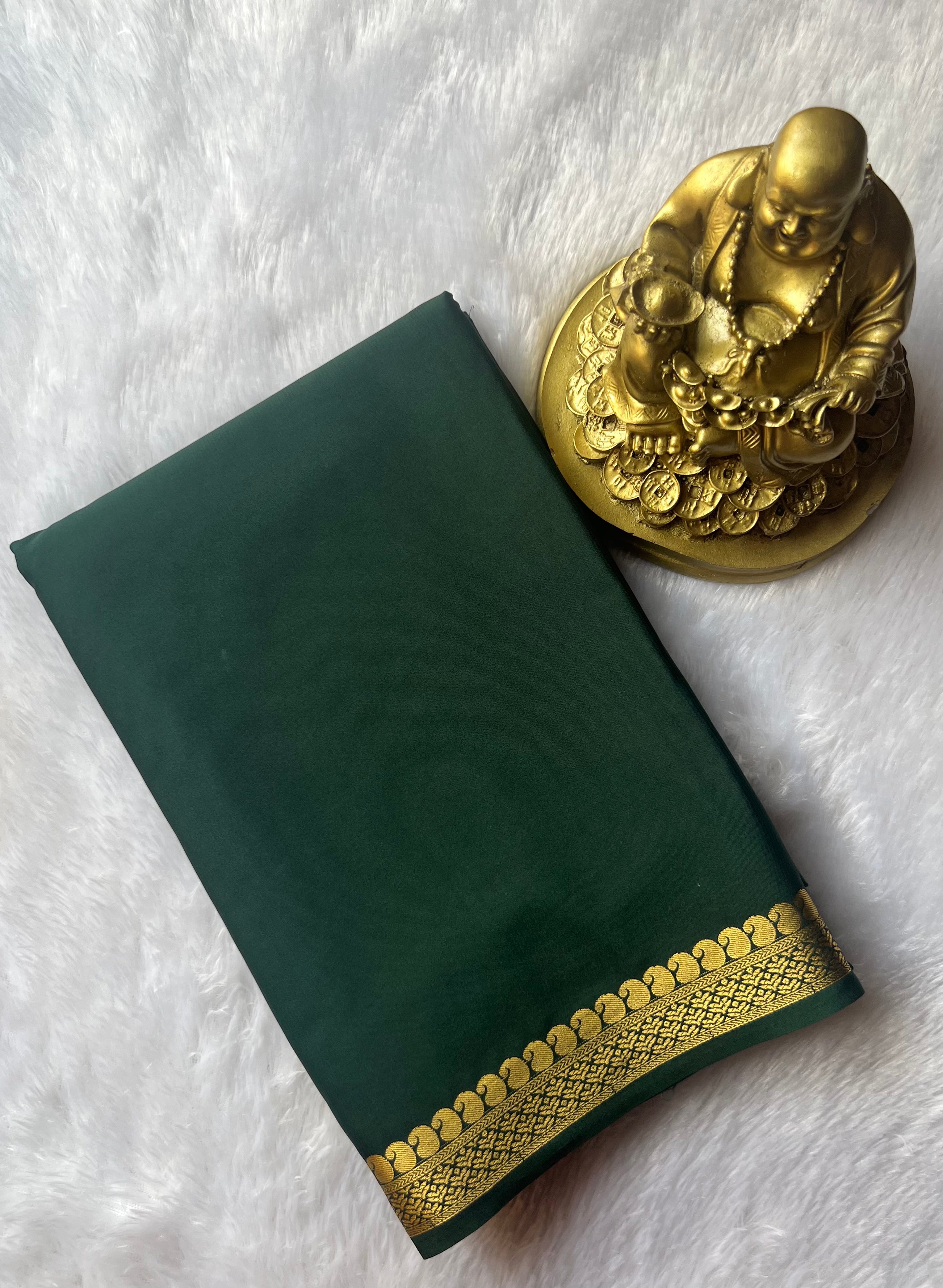 Semi Mysore Silk Mango Floral Piping Border Restock