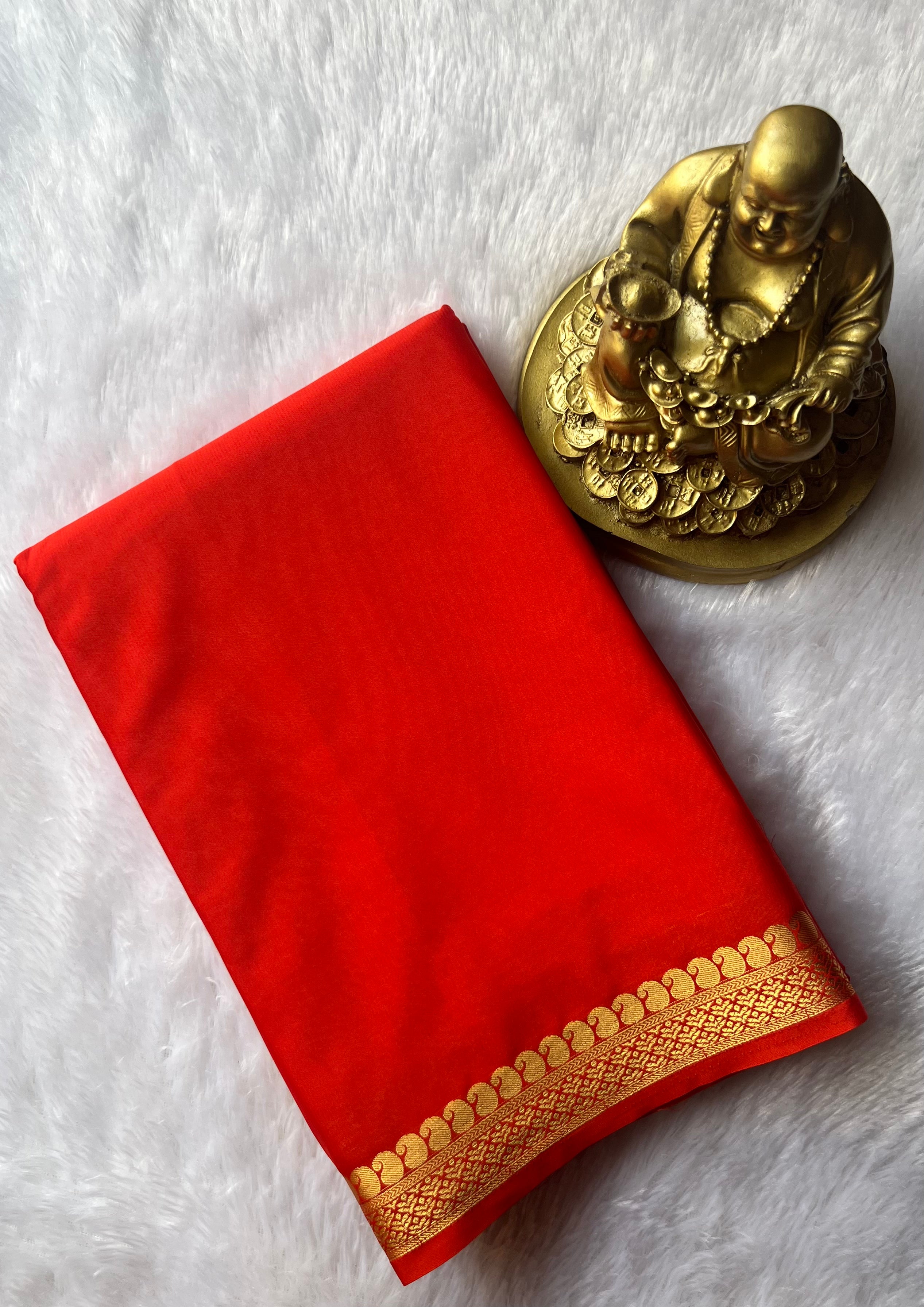 Semi Mysore Silk Mango Floral Piping Border Restock