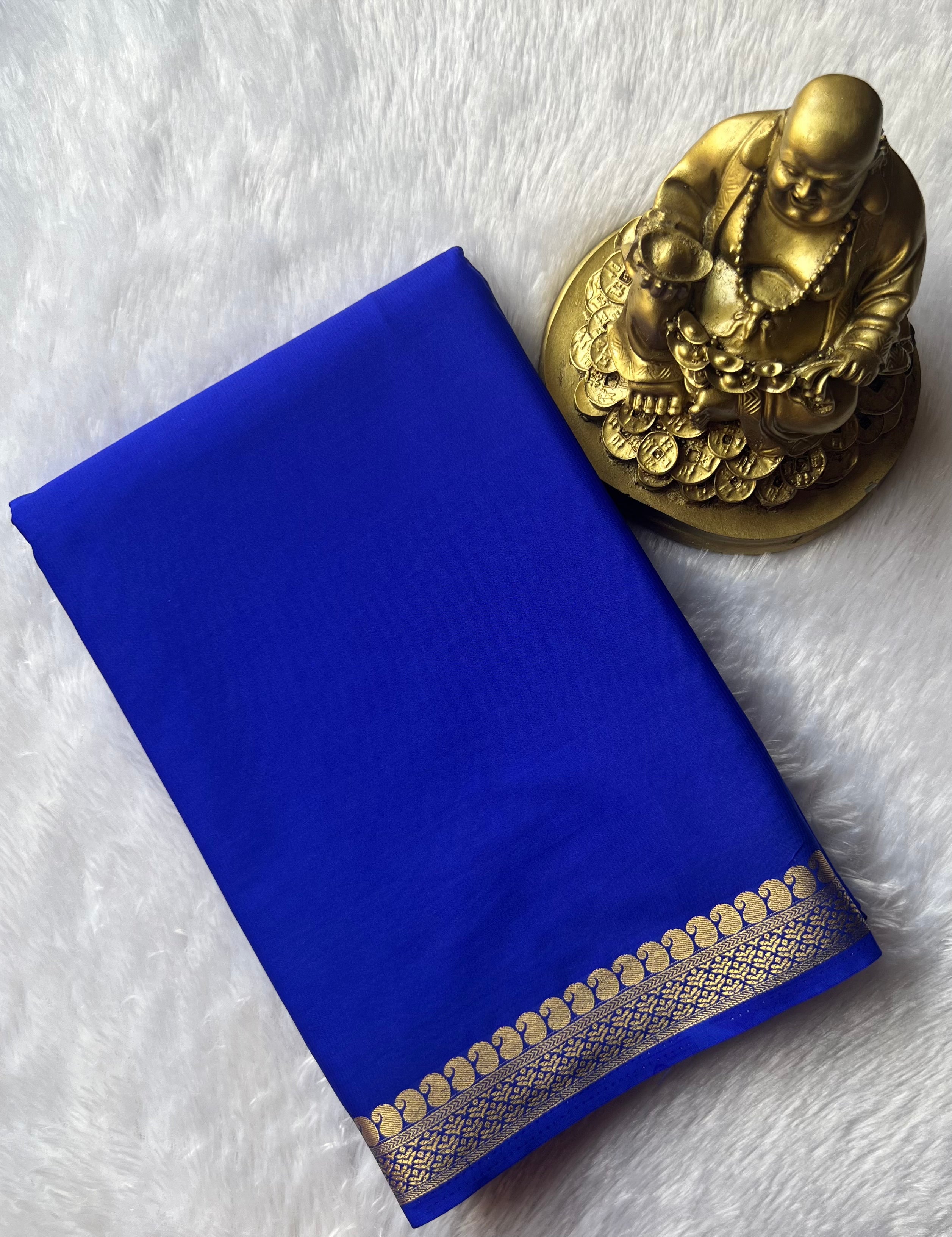 Semi Mysore Silk Mango Floral Piping Border Restock