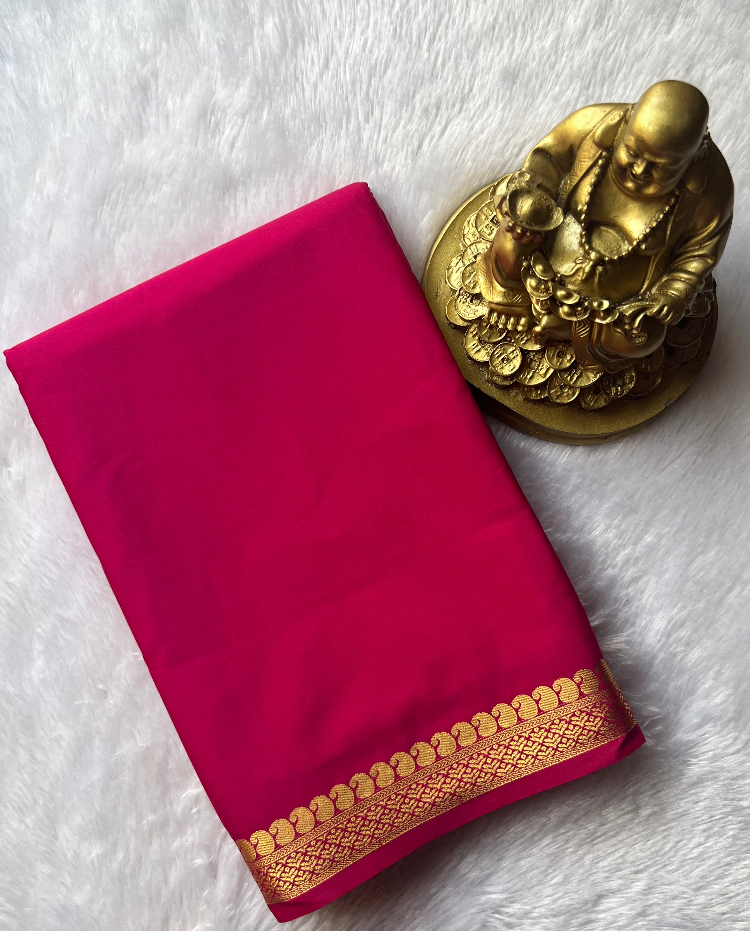 Semi Mysore Silk Mango Floral Piping Border Restock