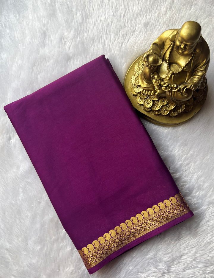 Semi Mysore Silk Mango Floral Piping Border Restock