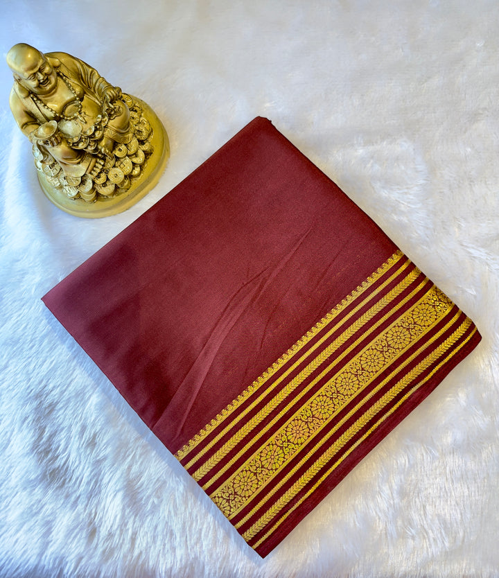 Semi Mysore Silk Saree with Single Chakra Border