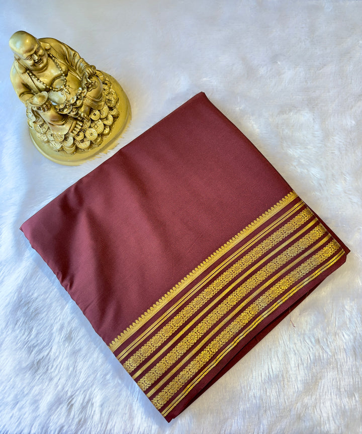 Semi Mysore Silk Saree with Three Chakra Border