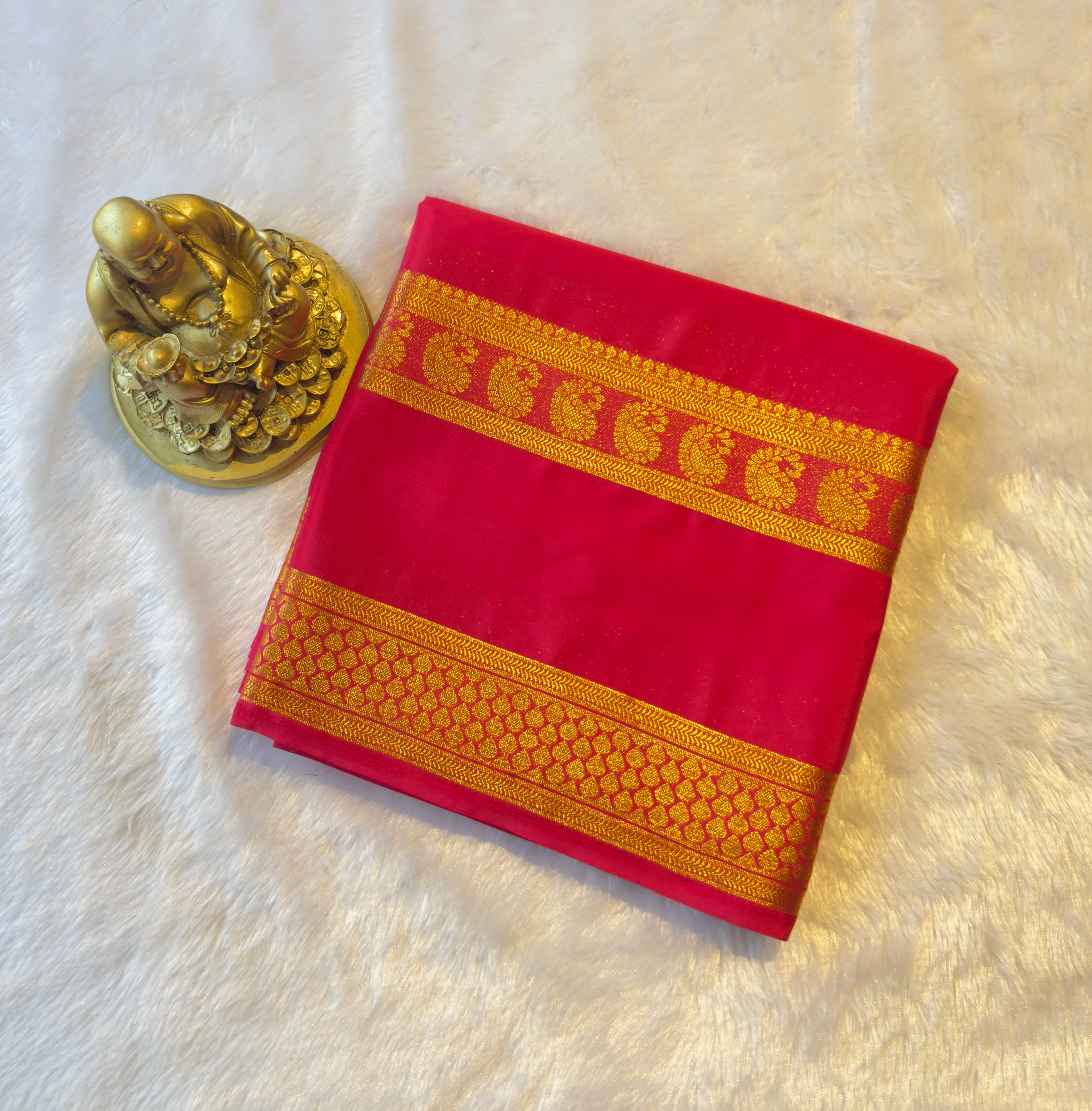 Semi Mysore Silk Mango Leaf Bentex Border Self Colour