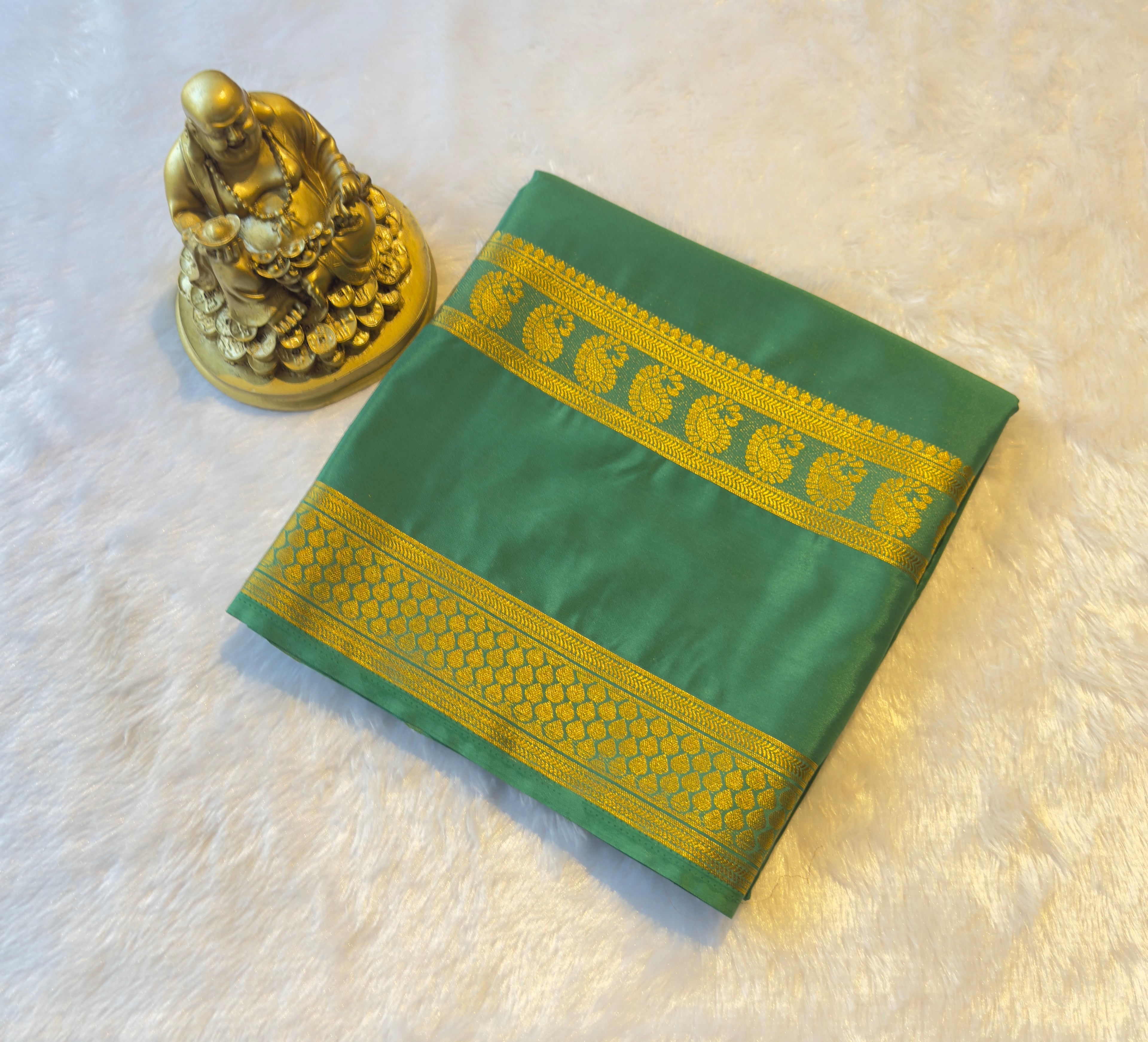 Semi Mysore Silk Mango Leaf Bentex Border Self Colour