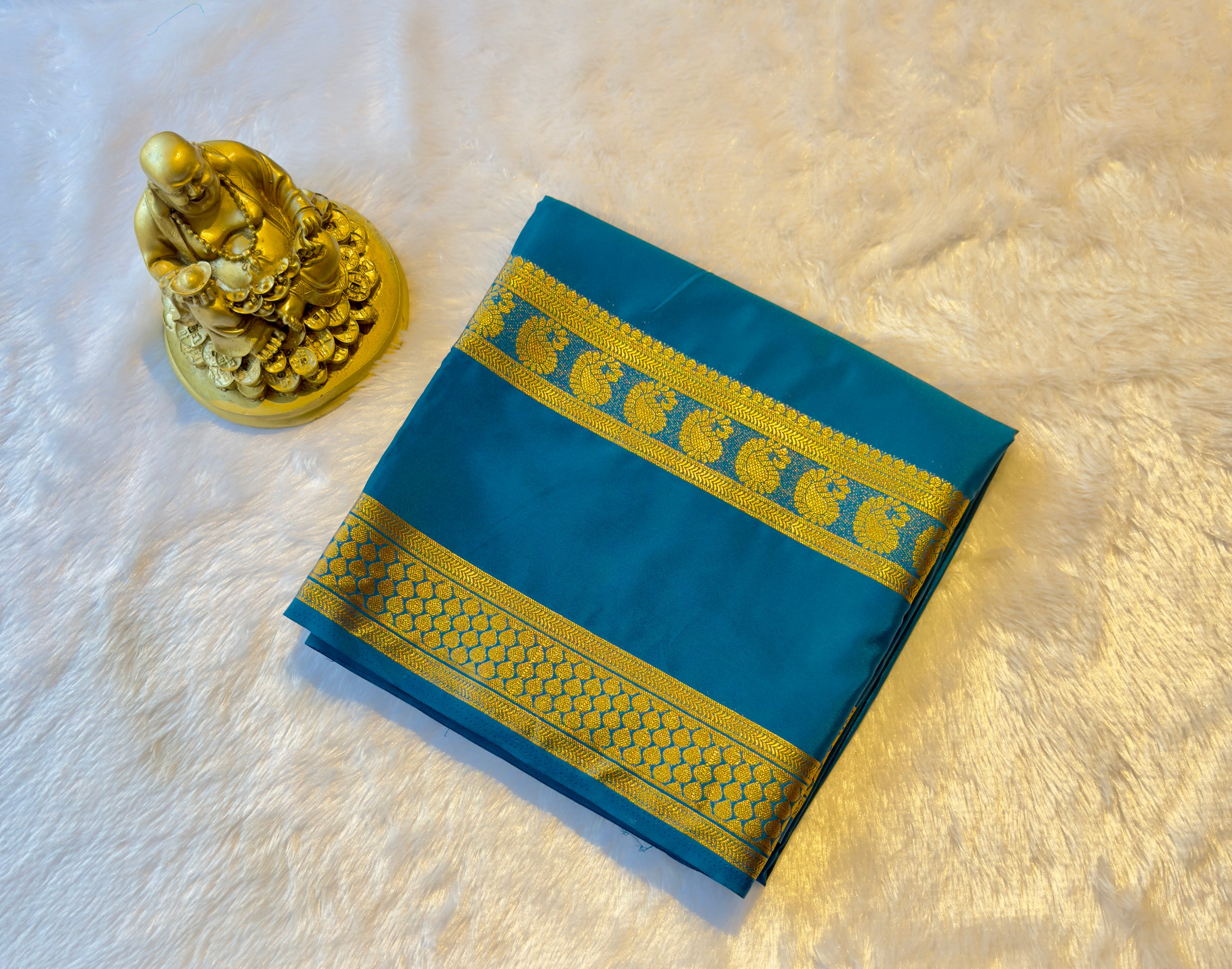 Semi Mysore Silk Mango Leaf Bentex Border Self Colour
