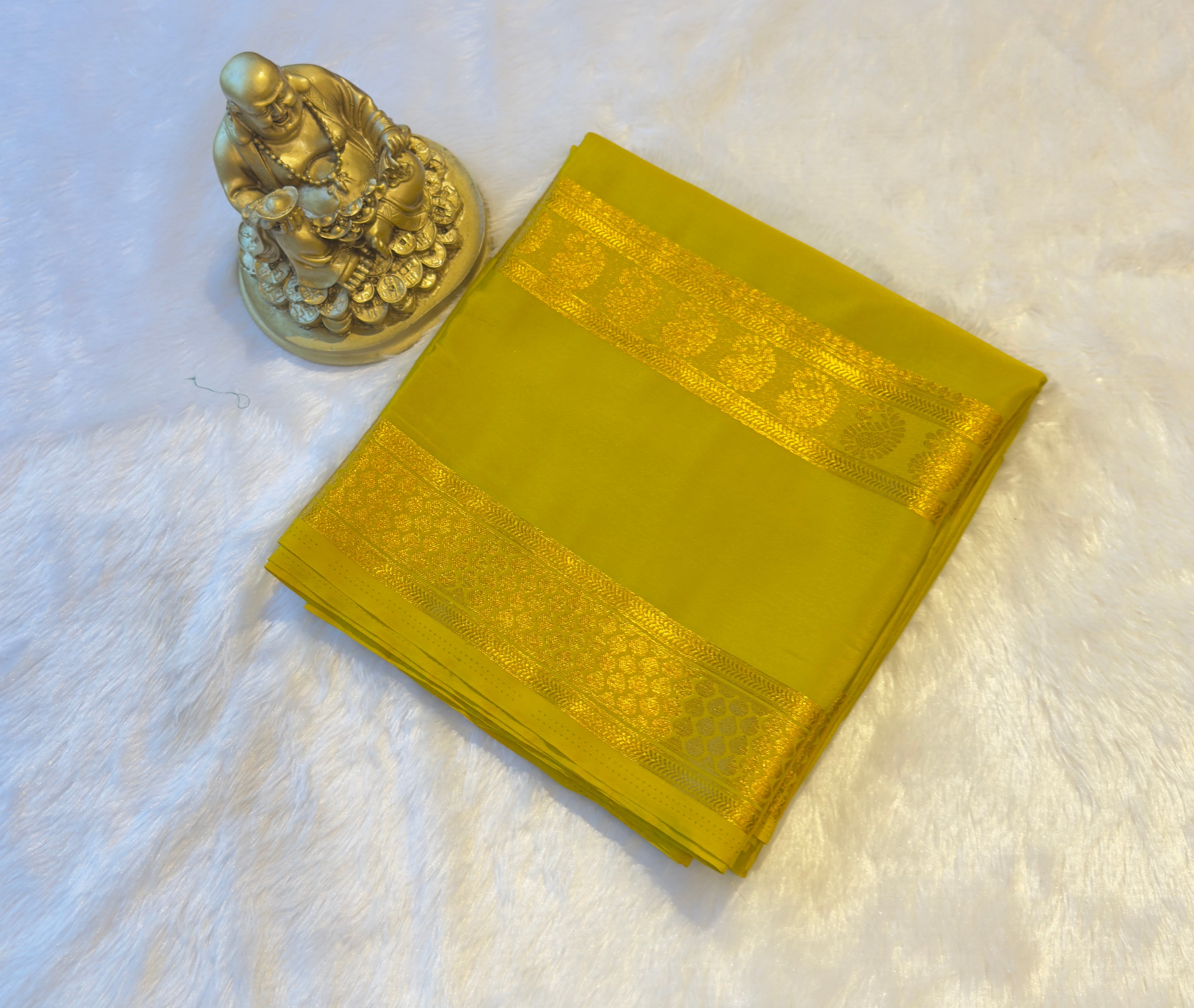 Semi Mysore Silk Mango Leaf Bentex Border Self Colour