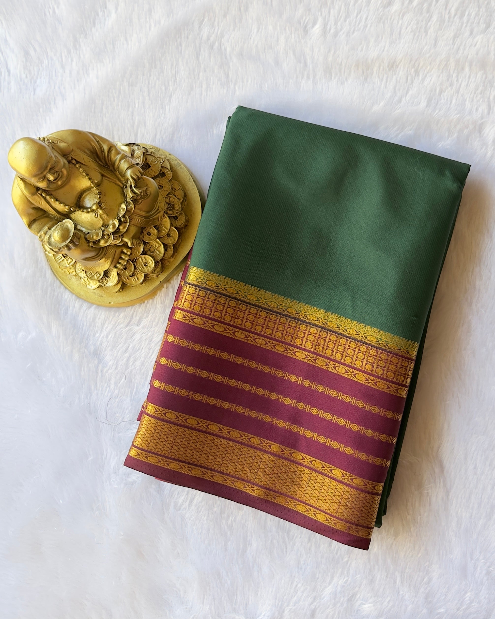 Semi Mysore Silk Heritage Striped Contrast Border