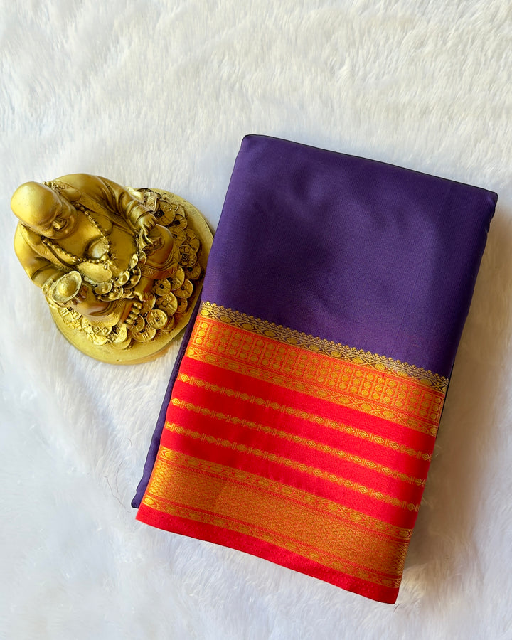 Semi Mysore Silk Heritage Striped Contrast Border