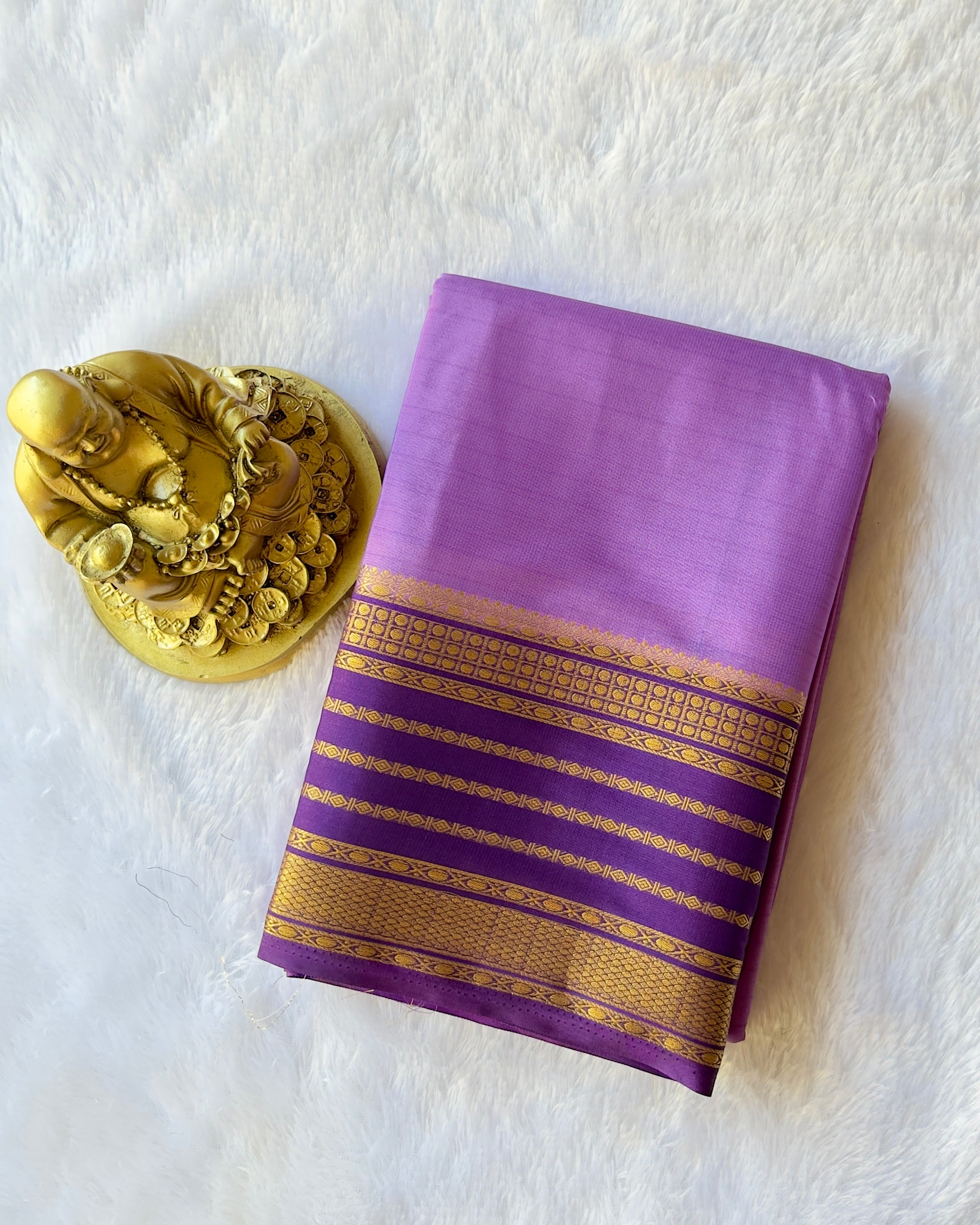 Semi Mysore Silk Heritage Striped Contrast Border