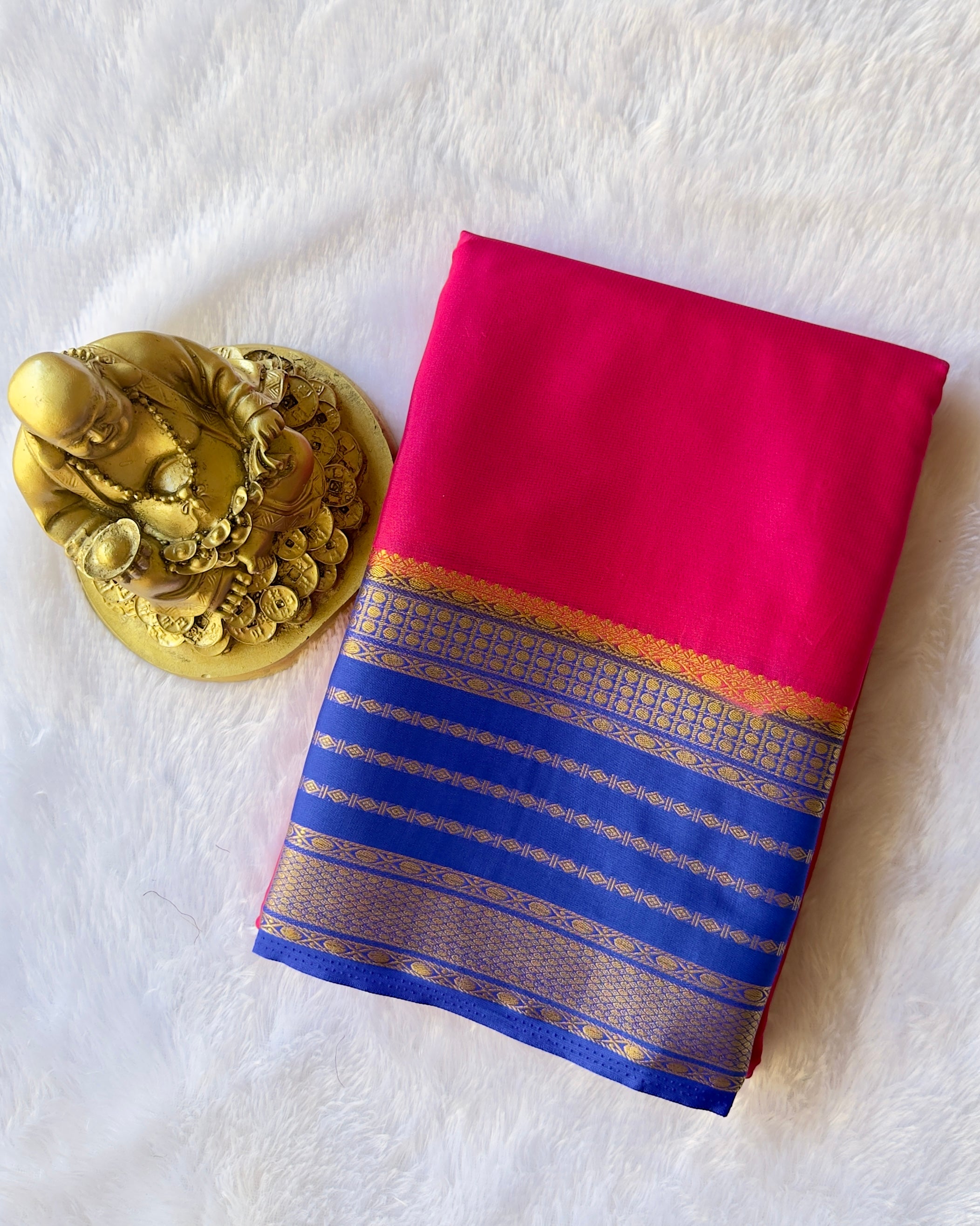 Semi Mysore Silk Heritage Striped Contrast Border