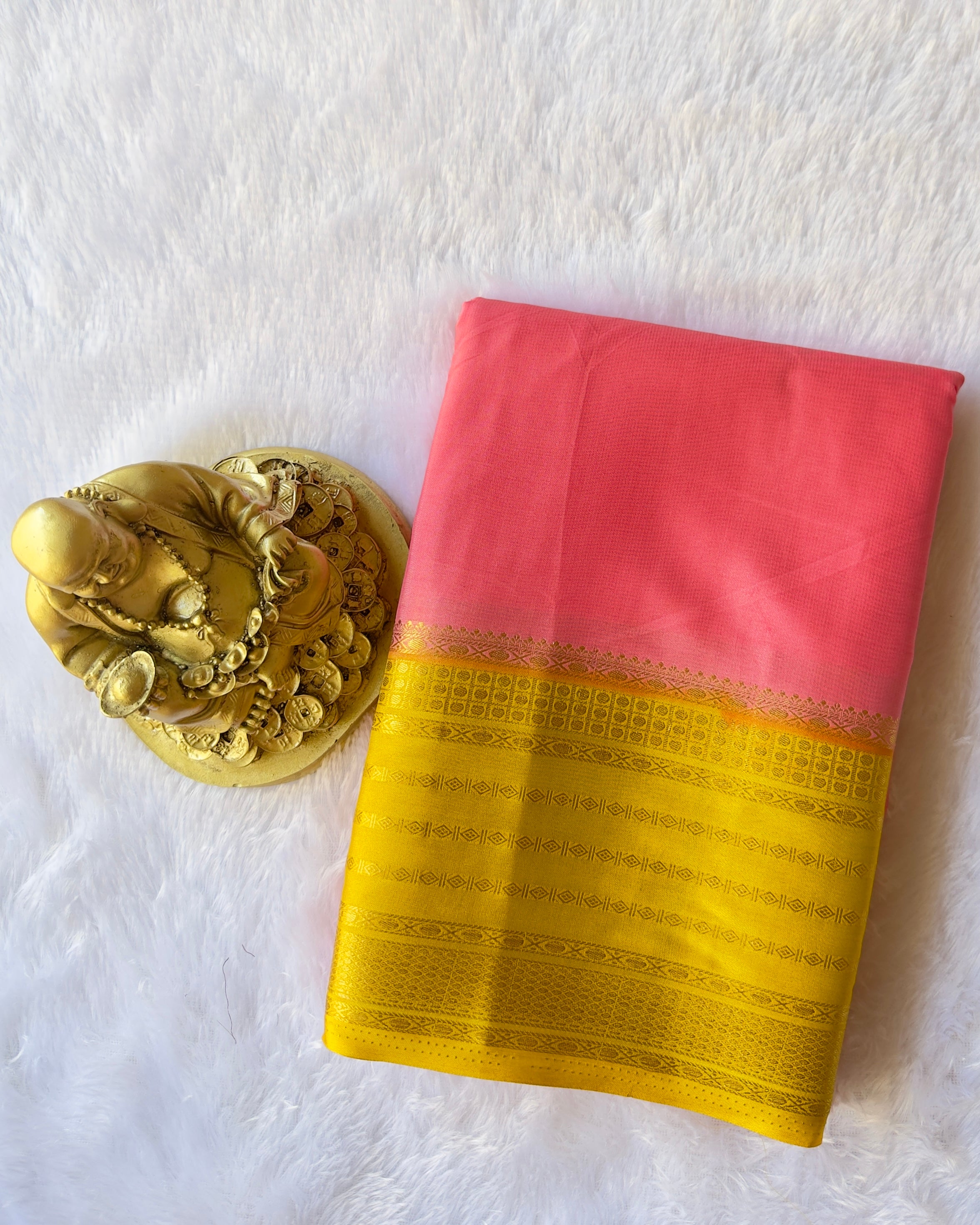 Semi Mysore Silk Heritage Striped Contrast Border