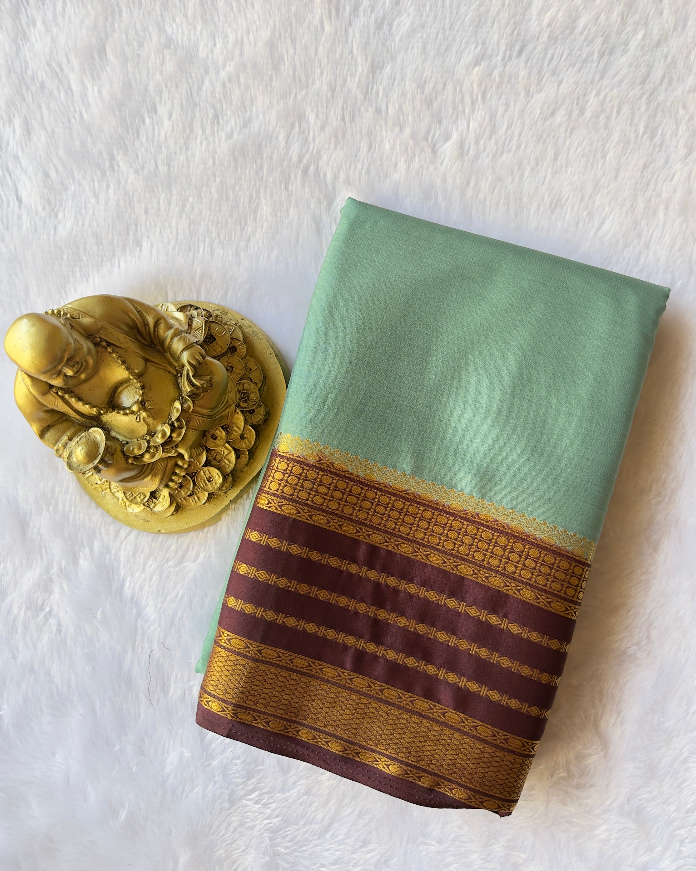 Semi Mysore Silk Heritage Striped Contrast Border
