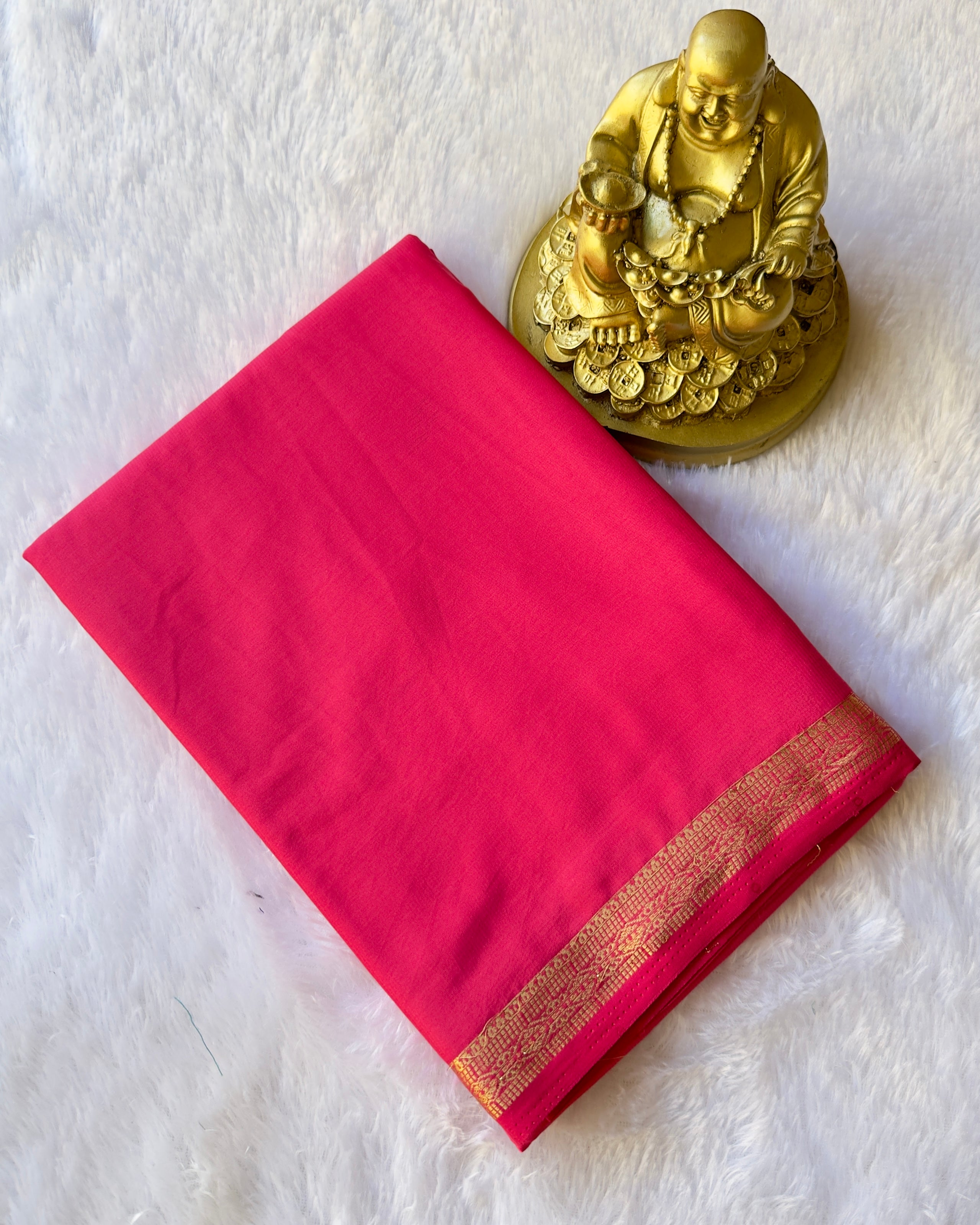 Semi Mysore Silk 1 Inch Foral Border in Self
