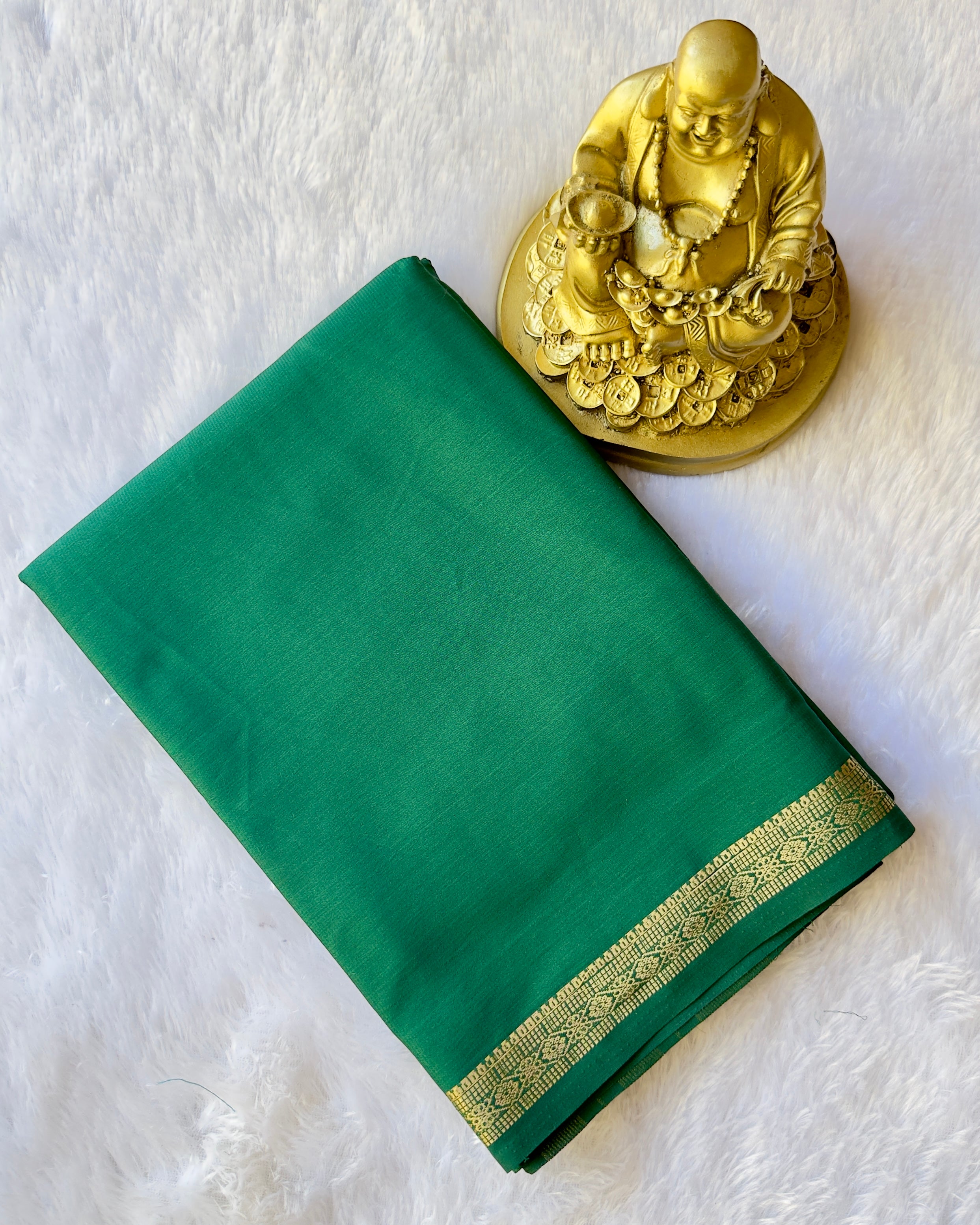 Semi Mysore Silk 1 Inch Foral Border in Self