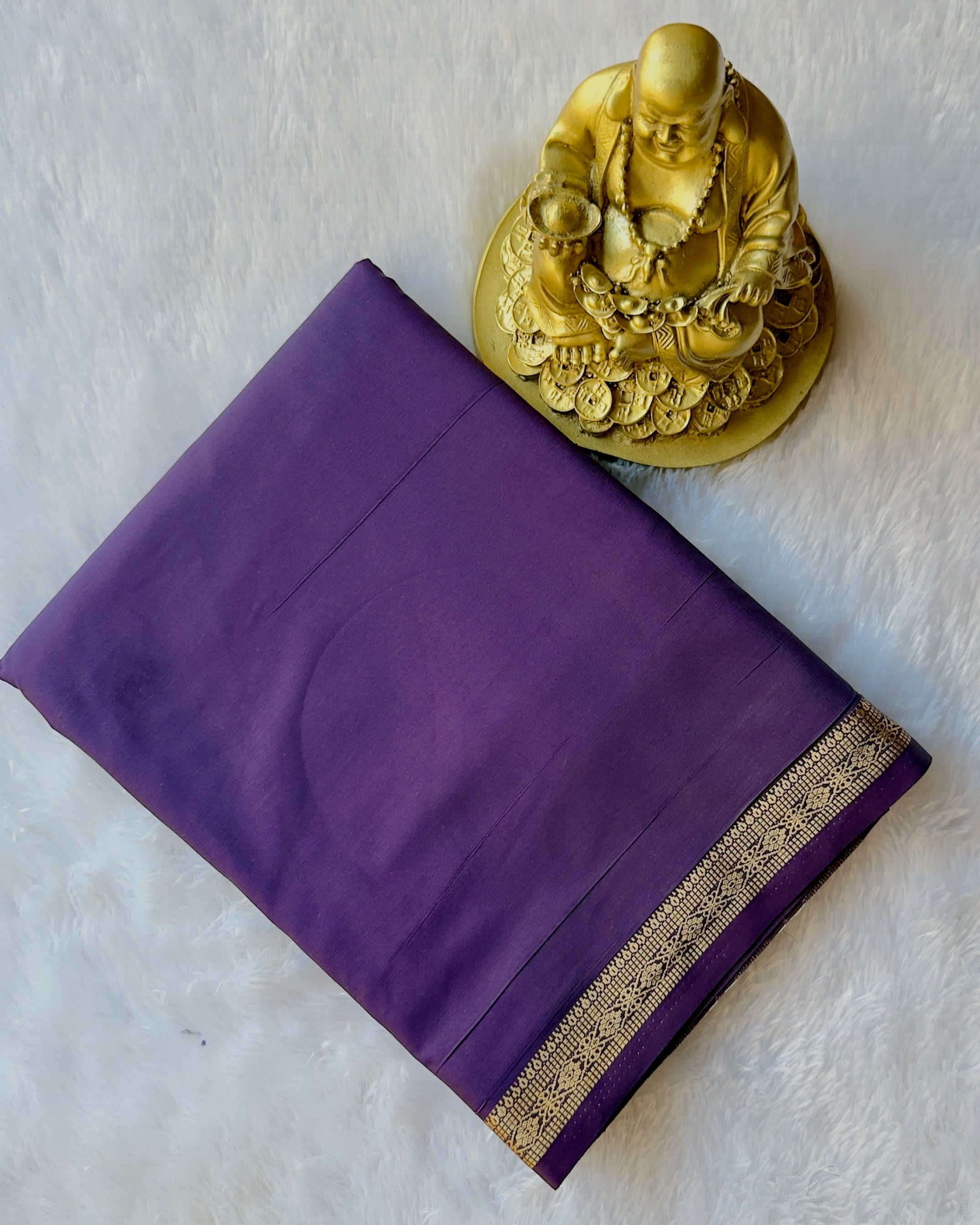 Semi Mysore Silk 1 Inch Foral Border in Self