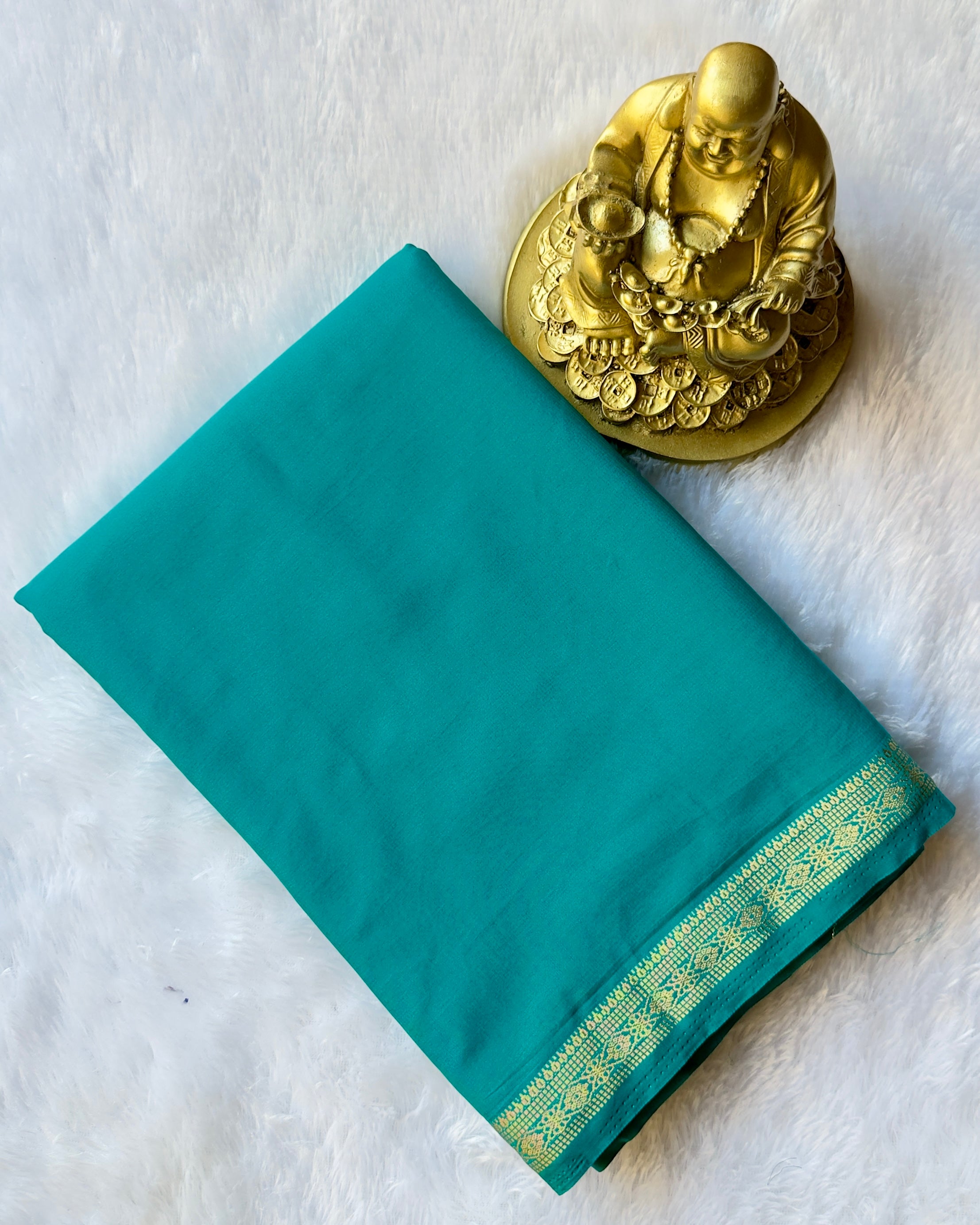 Semi Mysore Silk 1 Inch Foral Border in Self