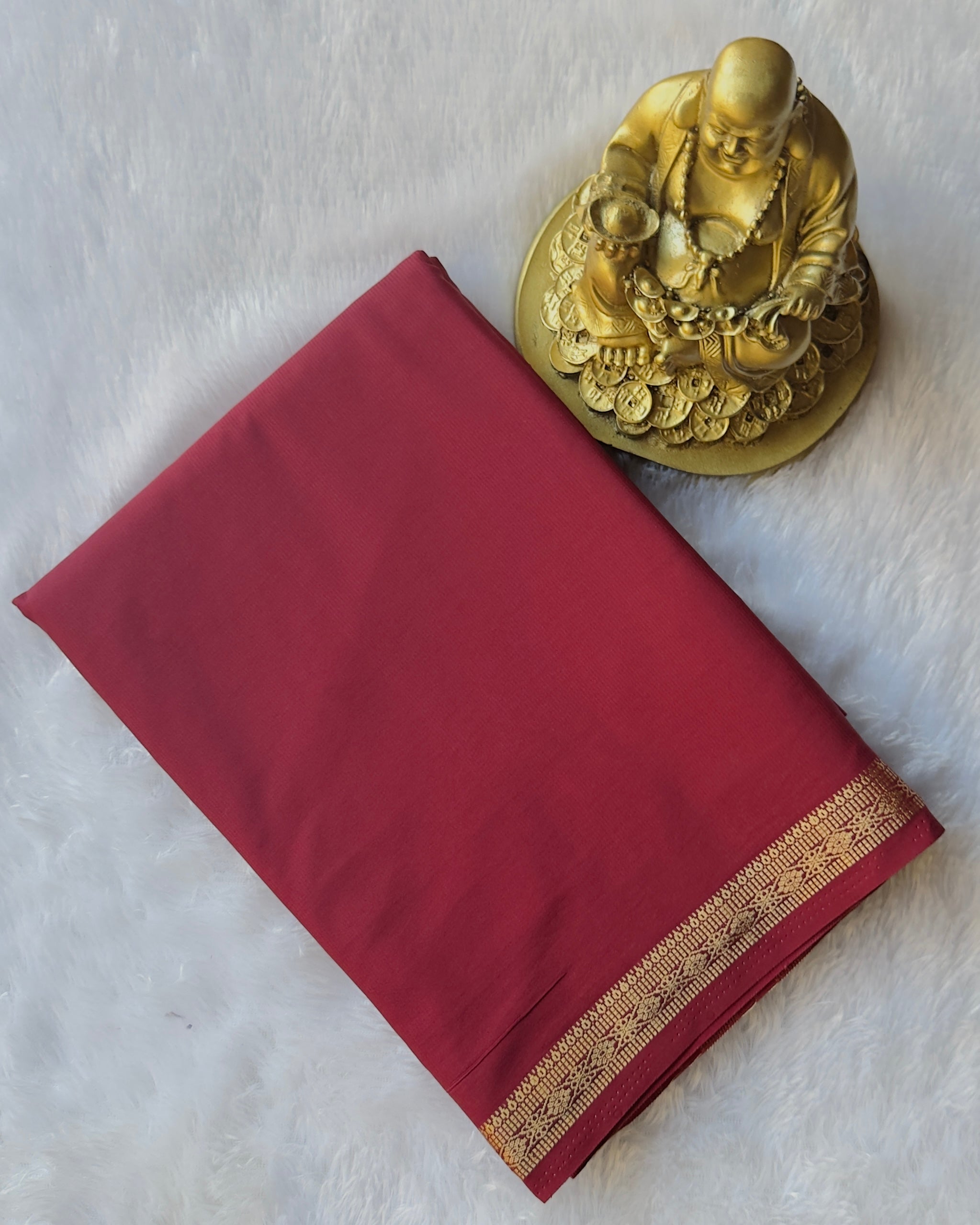 Semi Mysore Silk 1 Inch Foral Border in Self