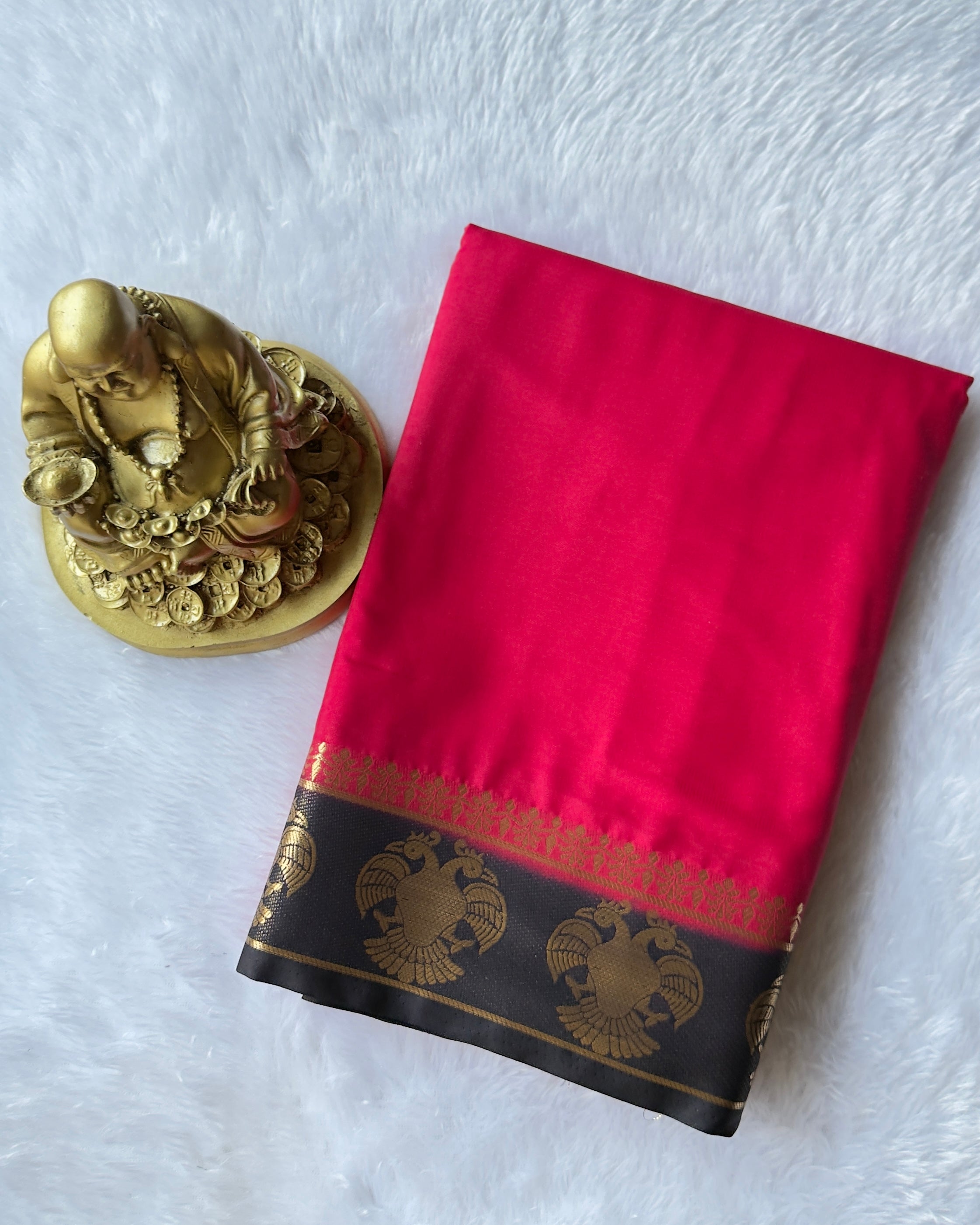 Semi Mysore Silk Gandaberunda Motif Border Contrast