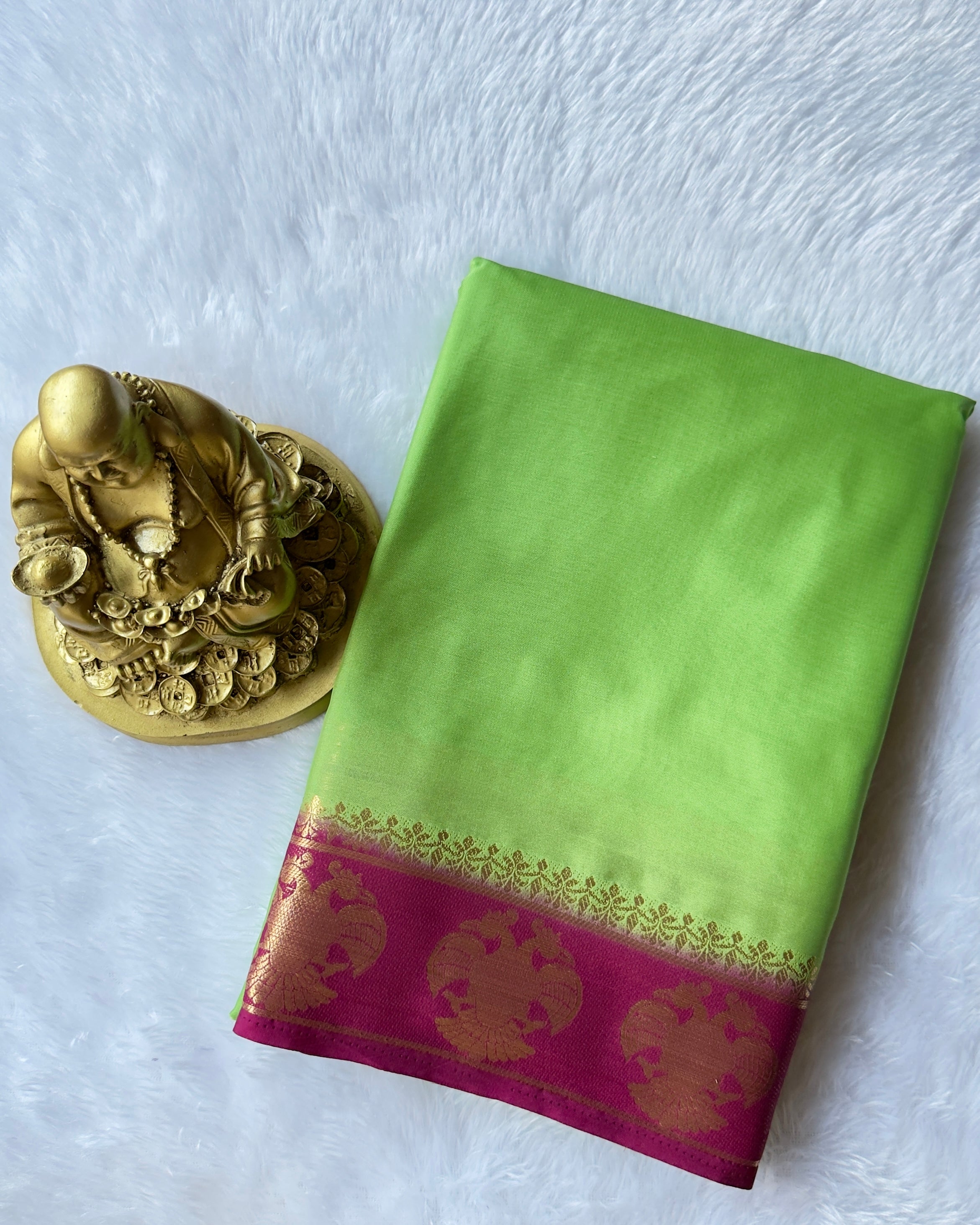 Semi Mysore Silk Gandaberunda Motif Border Contrast