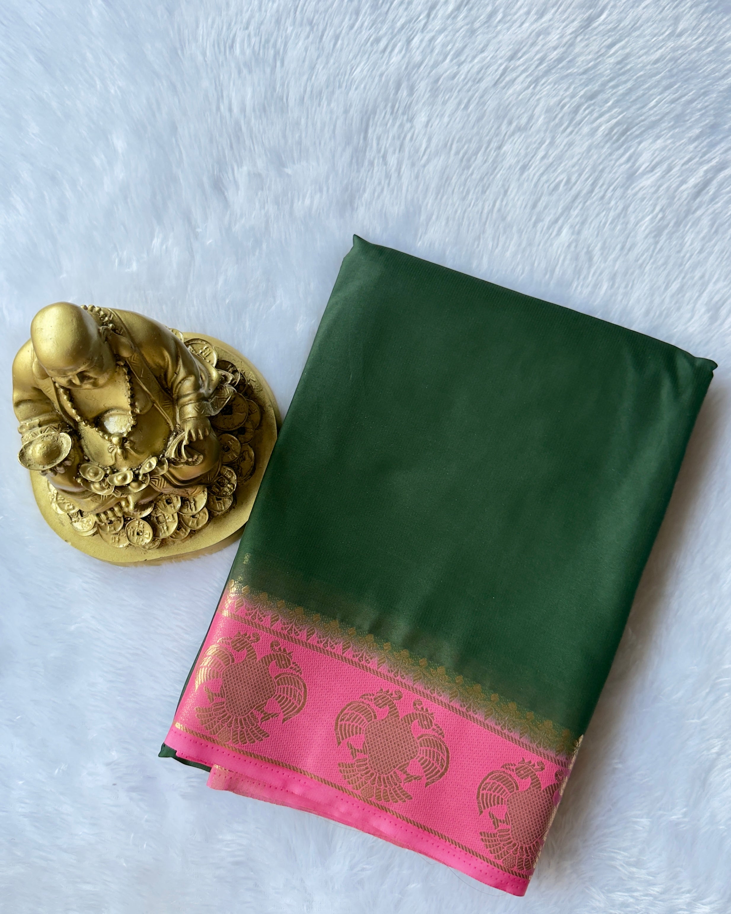 Semi Mysore Silk Gandaberunda Motif Border Contrast