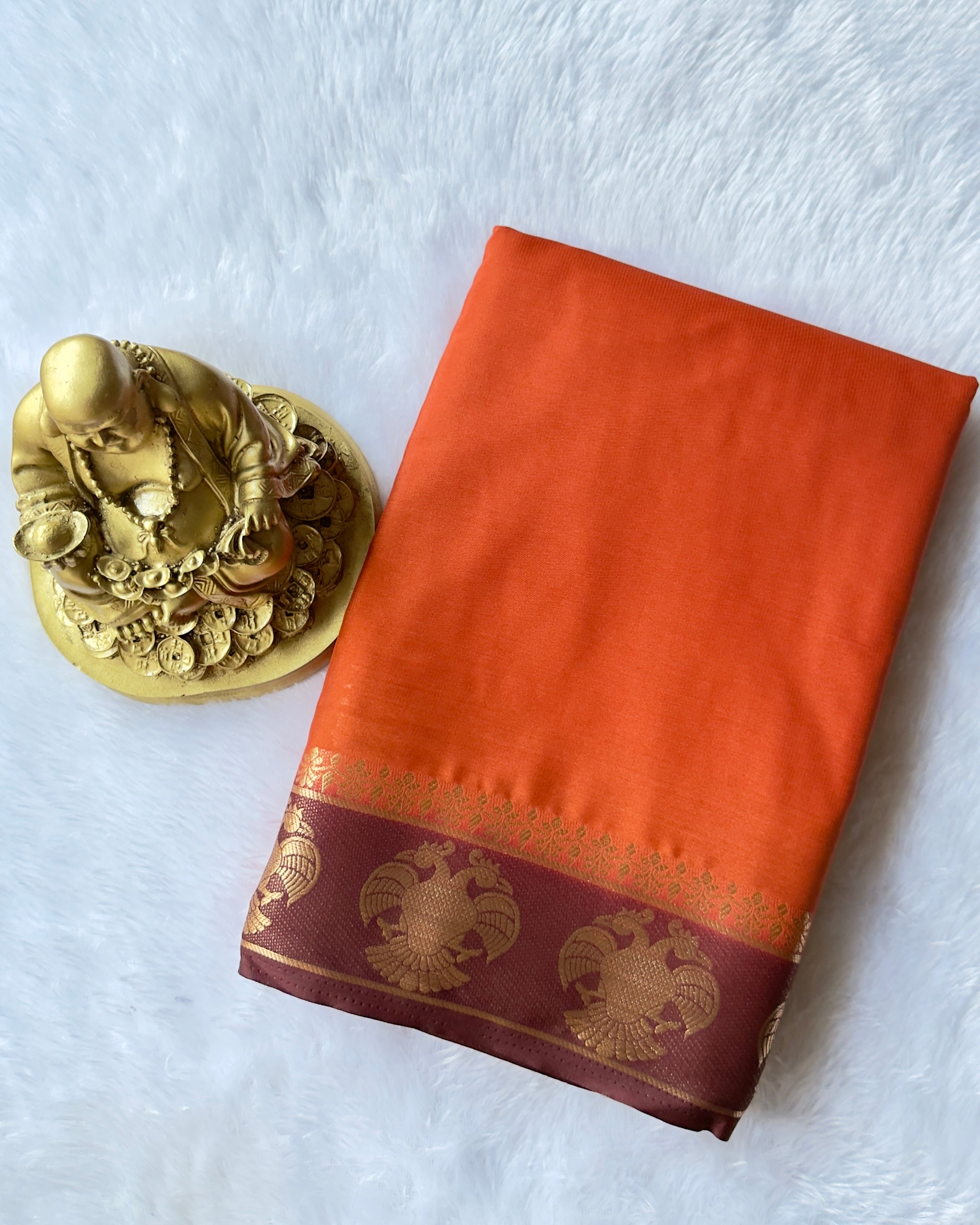 Semi Mysore Silk Gandaberunda Motif Border Contrast