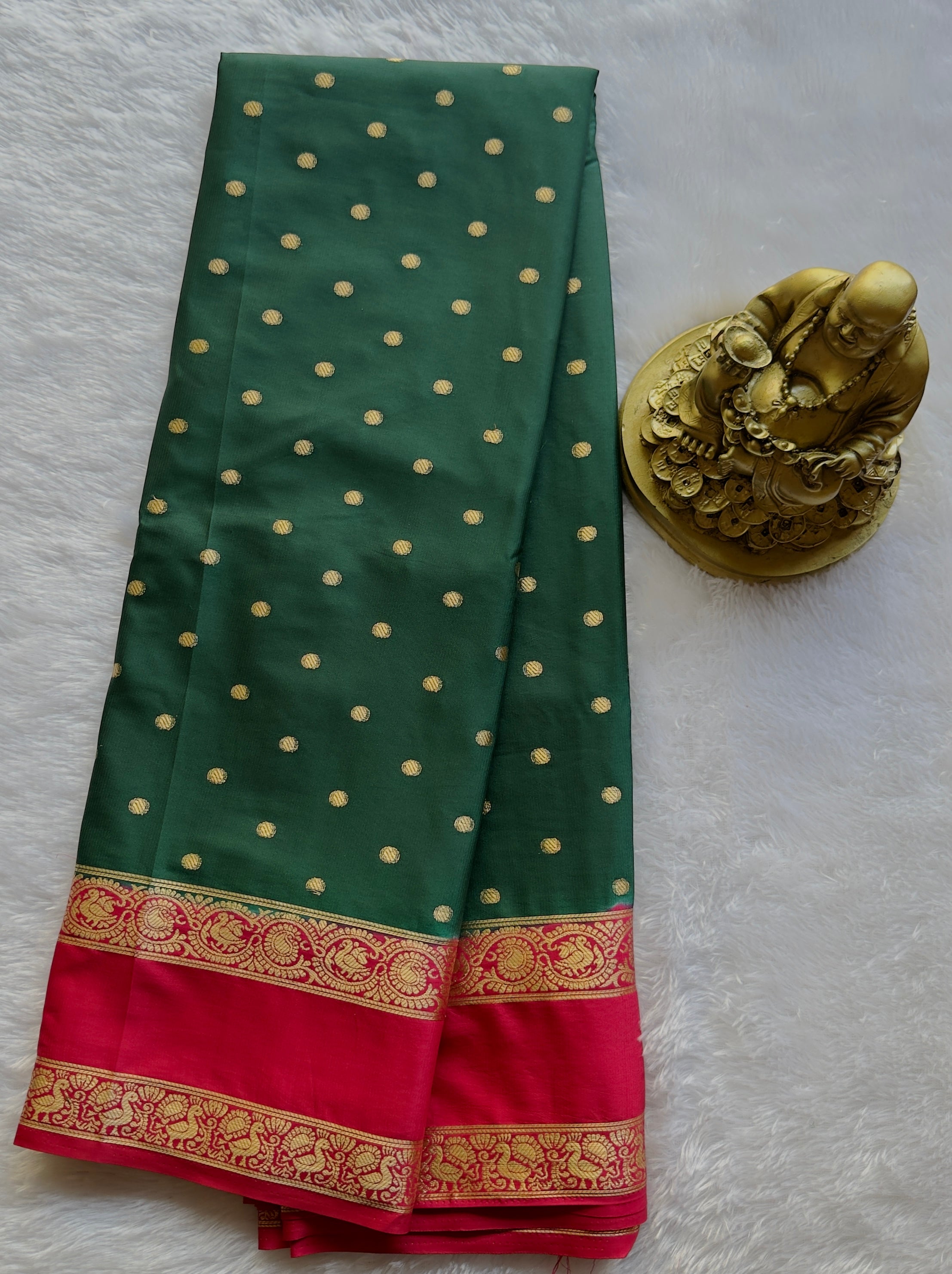 Semi Mysore Silk Thousand Butta with Small Betex Border