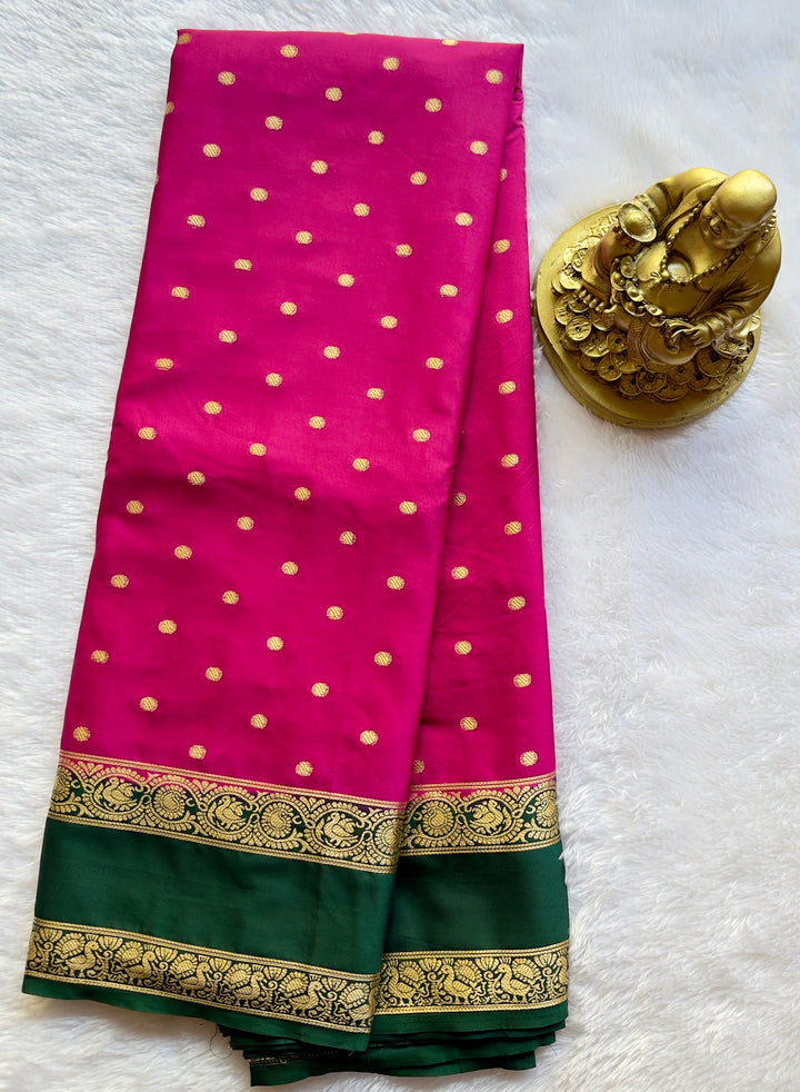Semi Mysore Silk Thousand Butta with Small Betex Border