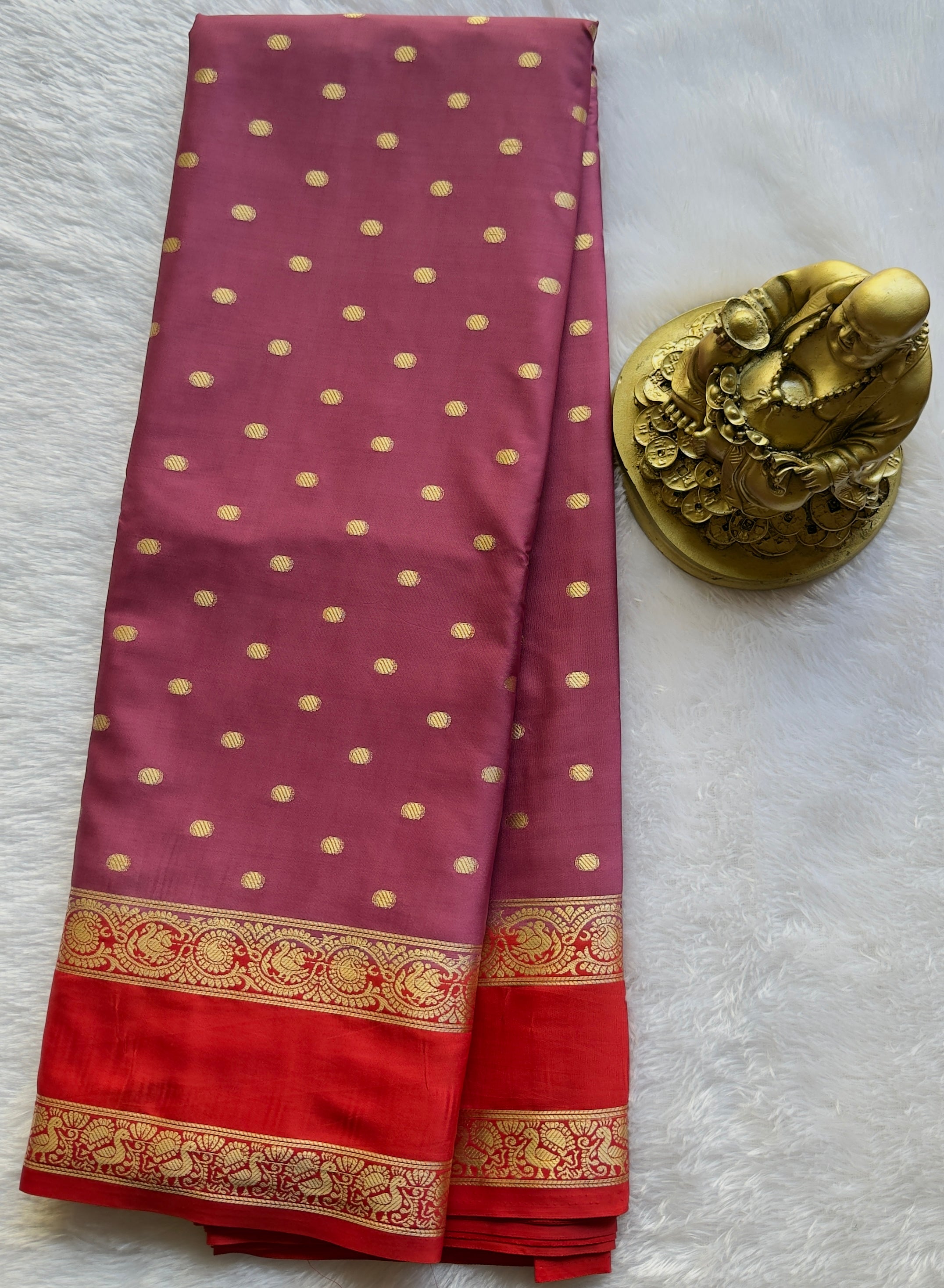 Semi Mysore Silk Thousand Butta with Small Betex Border