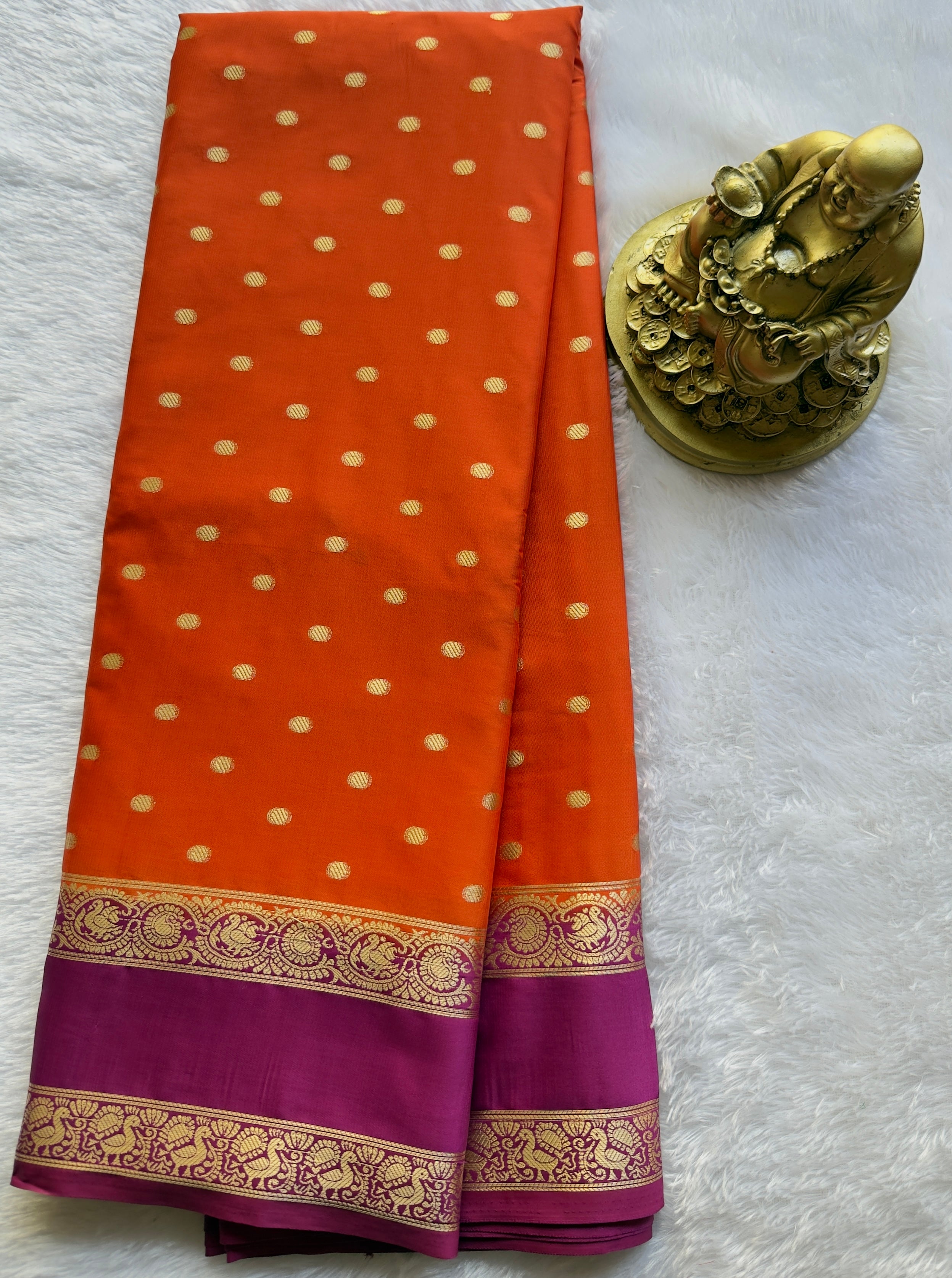 Semi Mysore Silk Thousand Butta with Small Betex Border