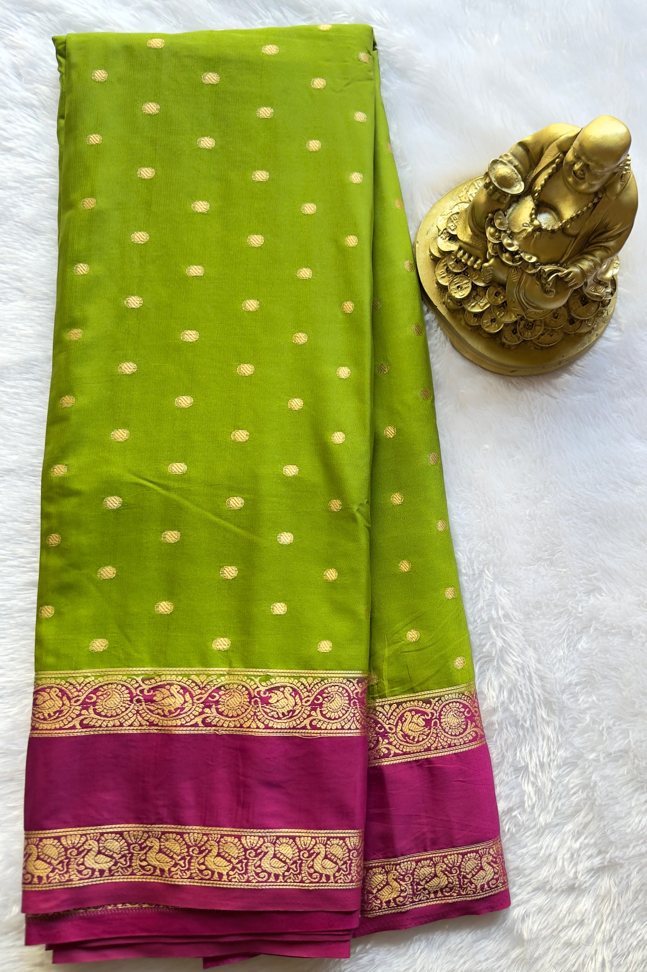 Semi Mysore Silk Thousand Butta with Small Betex Border