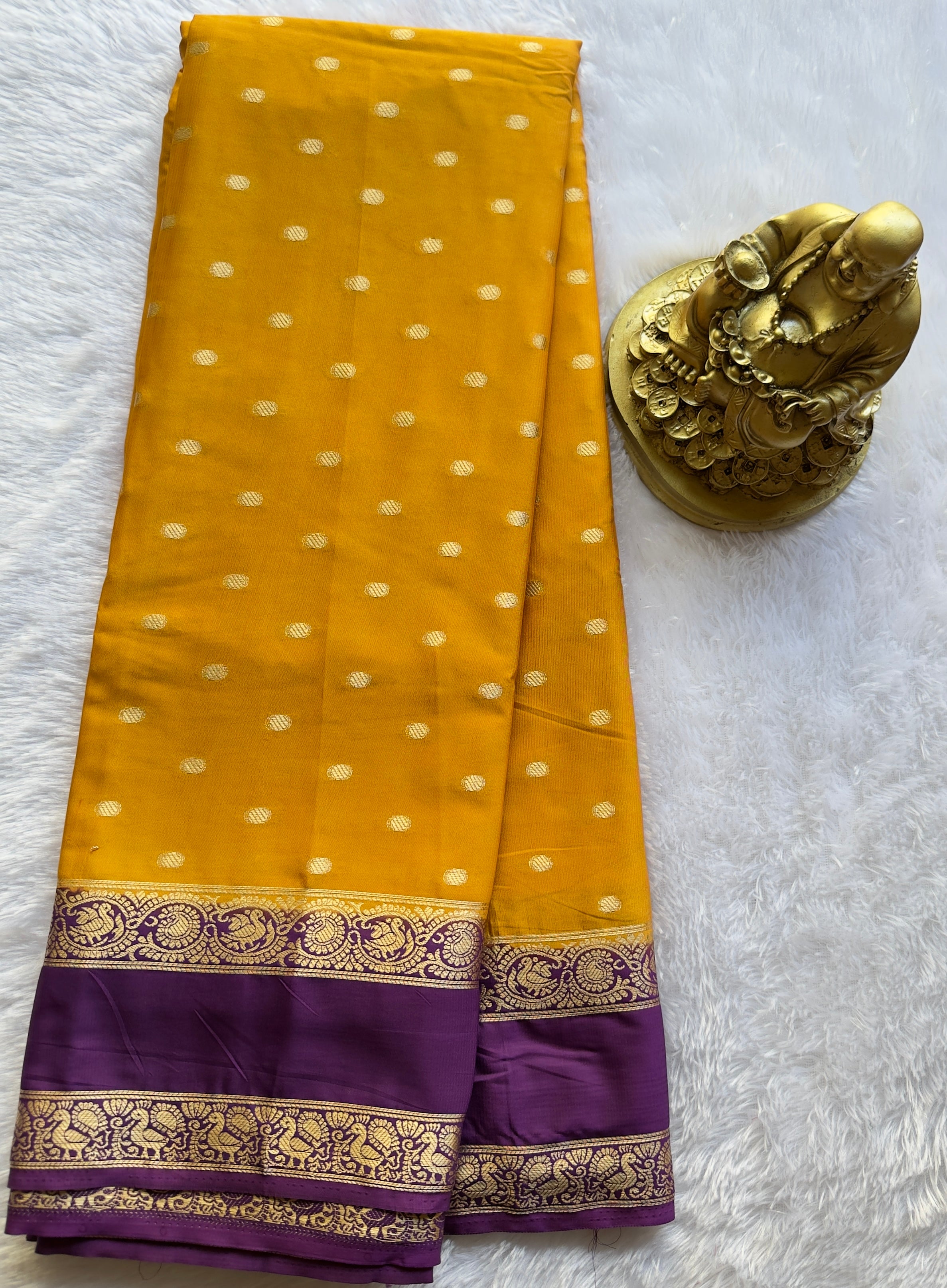 Semi Mysore Silk Thousand Butta with Small Betex Border