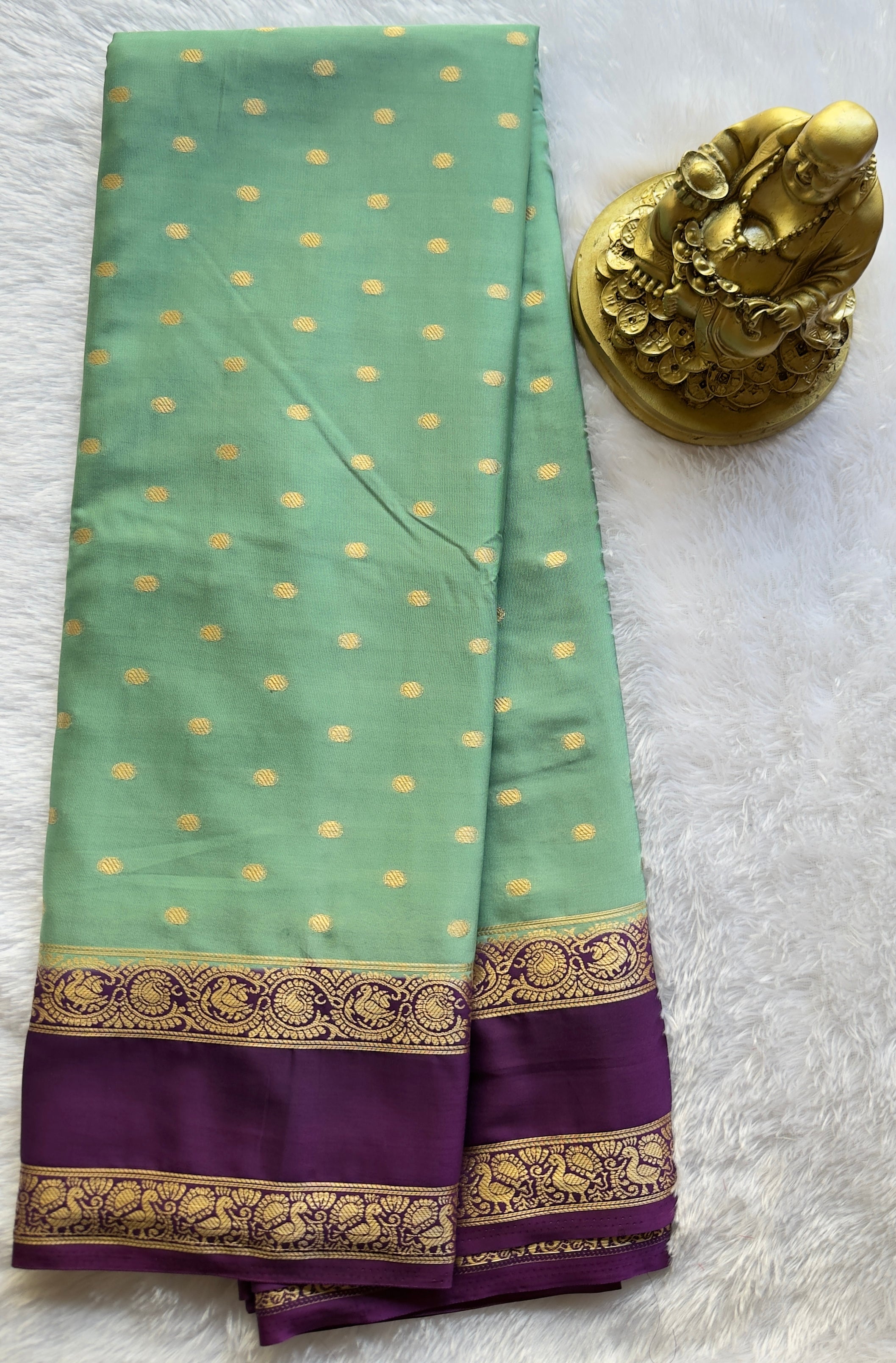 Semi Mysore Silk Thousand Butta with Small Betex Border
