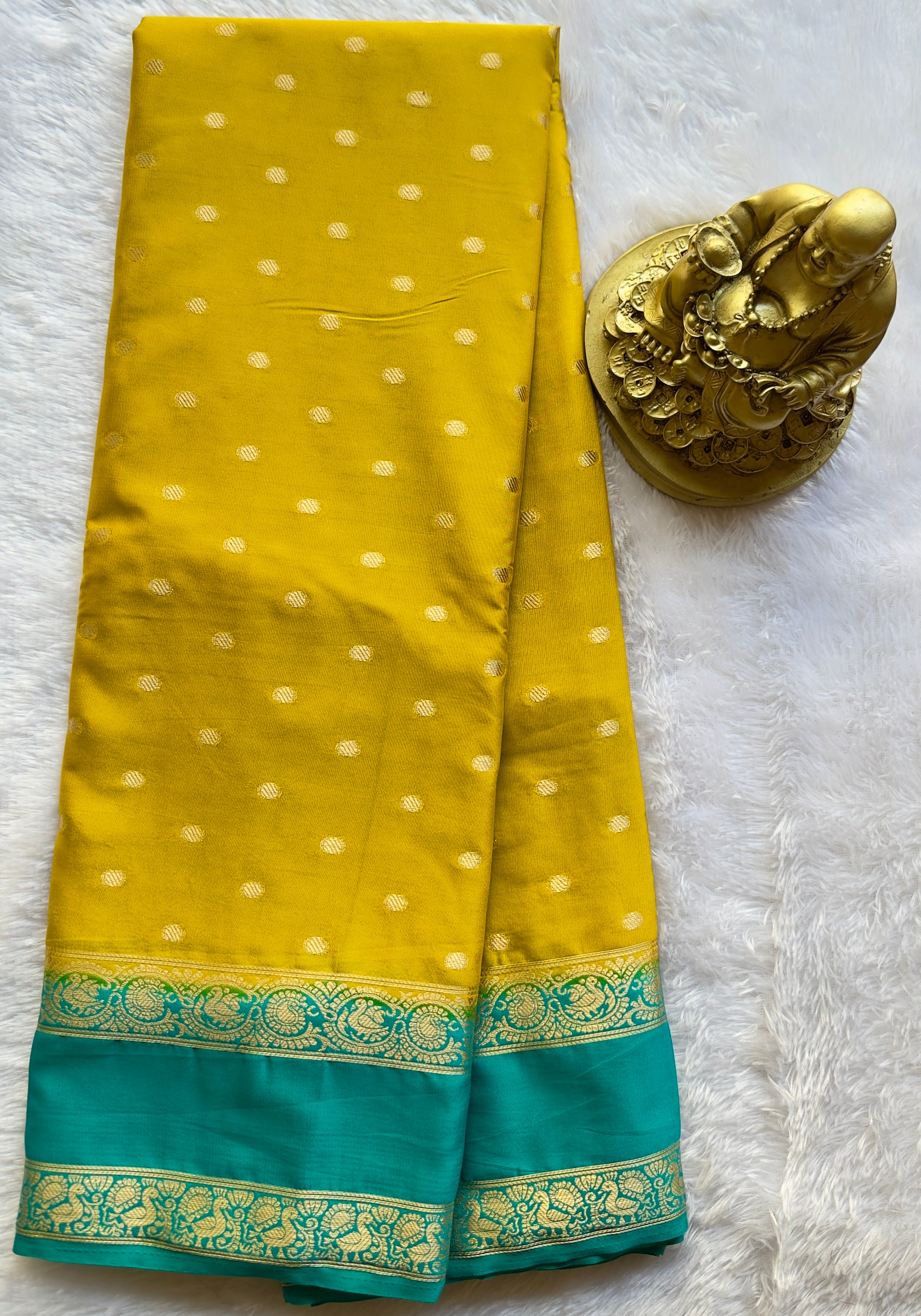 Semi Mysore Silk Thousand Butta with Small Betex Border