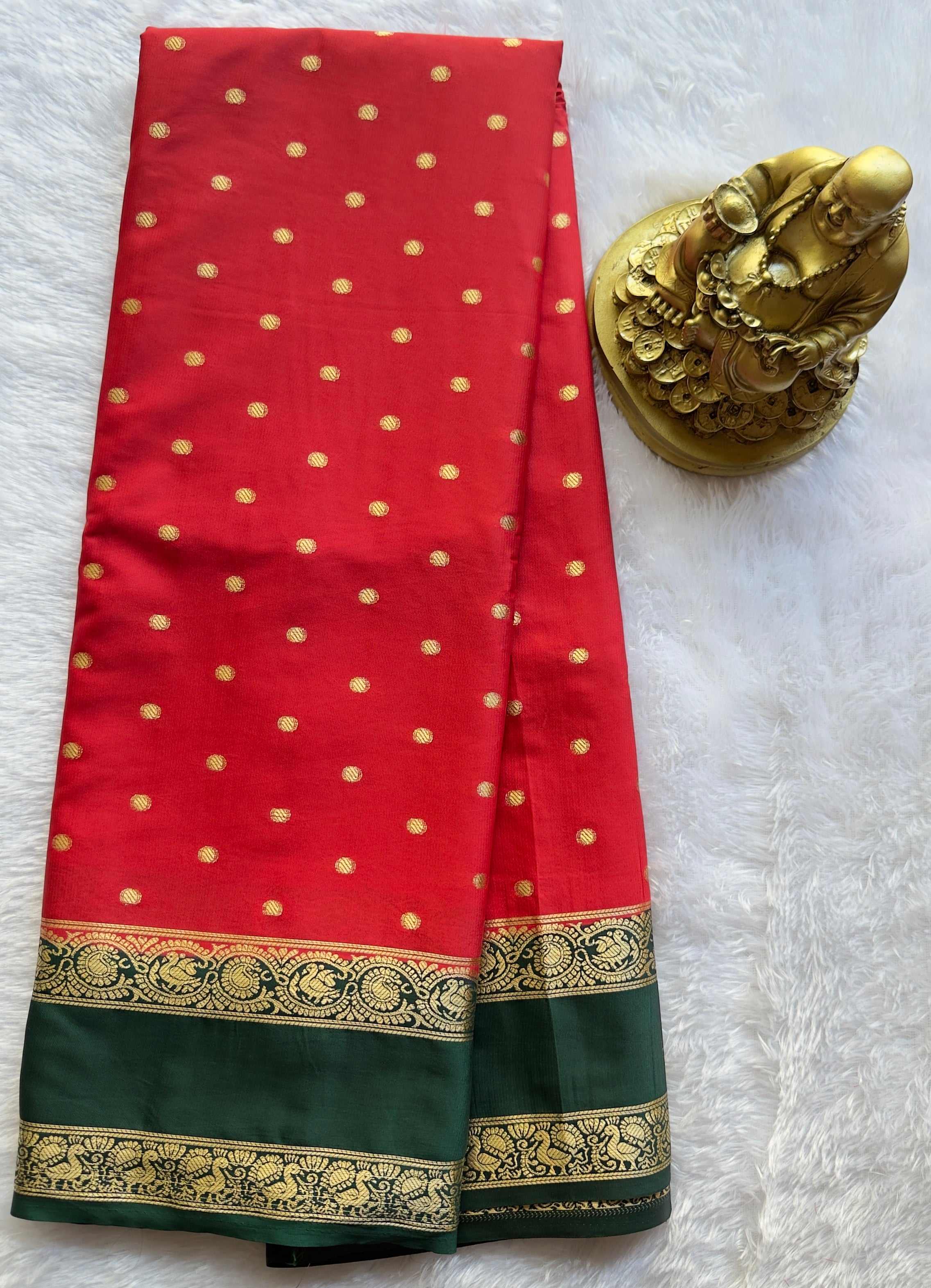 Semi Mysore Silk Thousand Butta with Small Betex Border