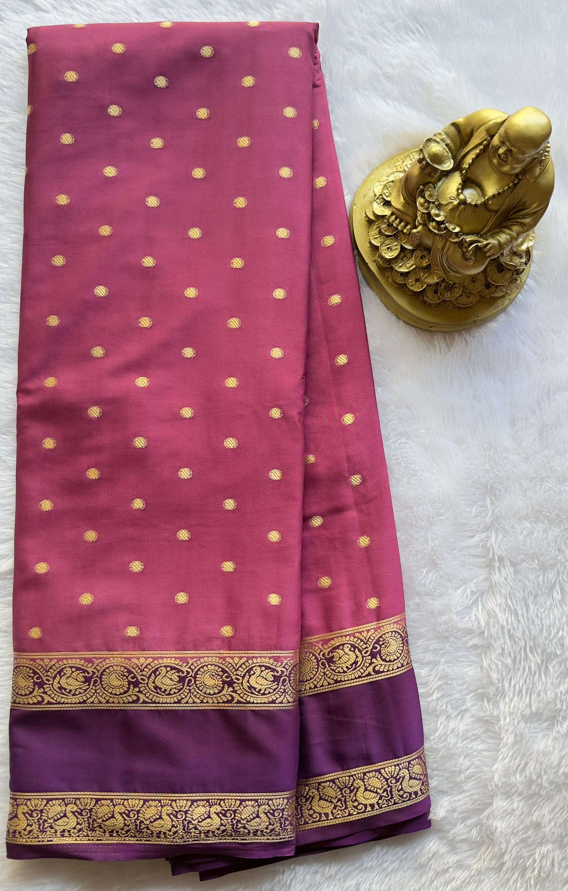 Semi Mysore Silk Thousand Butta with Small Betex Border