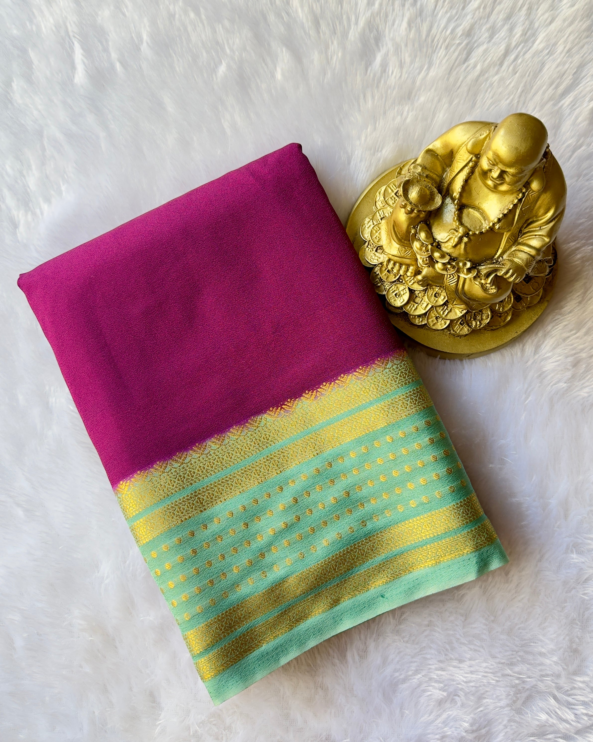 Semi Mysore Silk with Butta border Contrast