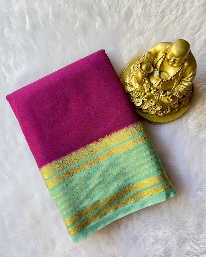 Semi Mysore Silk with Butta border Contrast